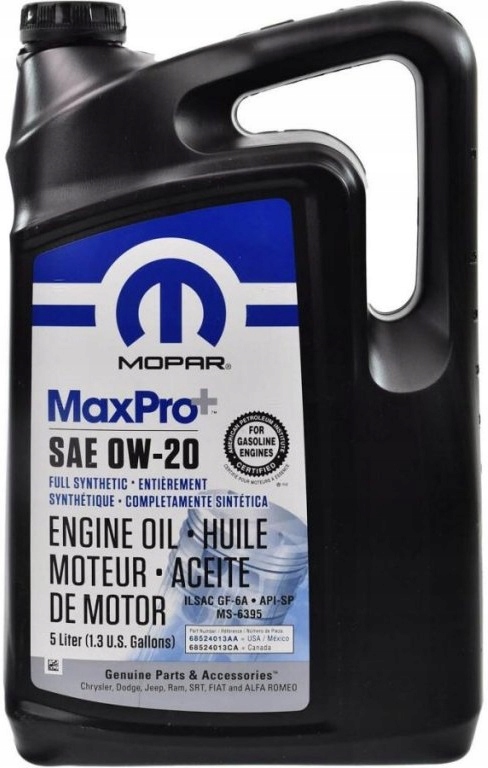 Mopar 0W20 (5L) MS-6395 Dodge Chrysler Jeep Fiat