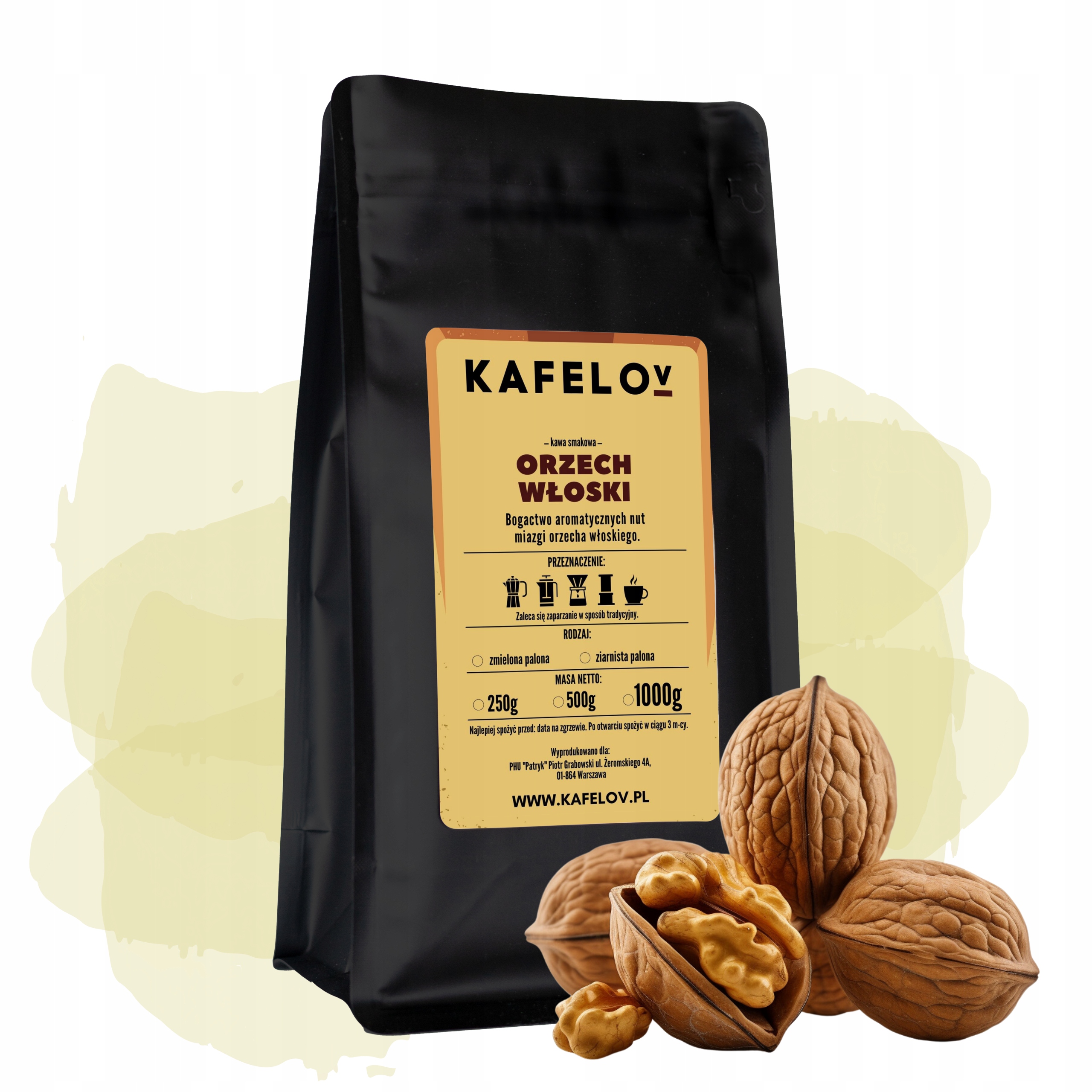 Levně Káva Kafelov ochucená Vlašským Ořechem 1000 g mletá