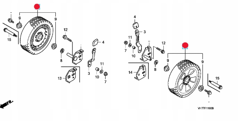 Oryginalne koło jezdne przód kosiarki Honda HRX537 Typ koło