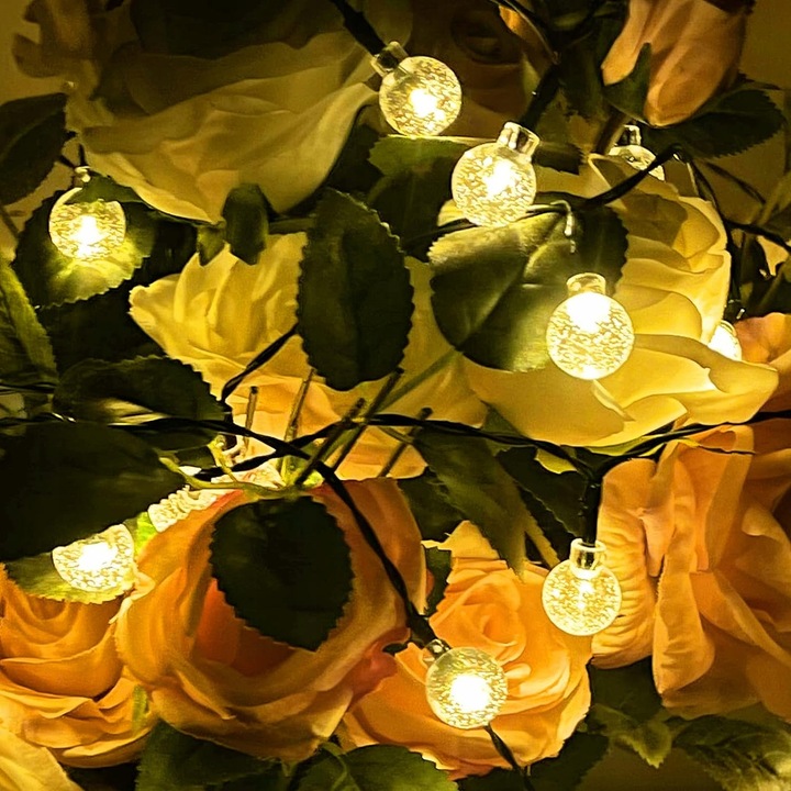 GIRLANDA LAMPKI ŚWIATEŁKA SOLARNE OGRODOWE KULE NA TARAS BALKON 30 LED 6,5m Kolor dominujący inny