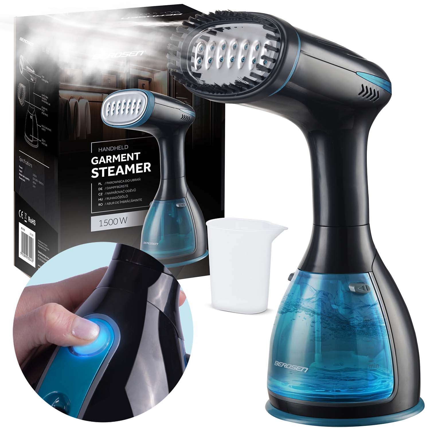 Napařovač Oděvů 1500W Parní Steamer Žehlička Parní Set 32 g/min