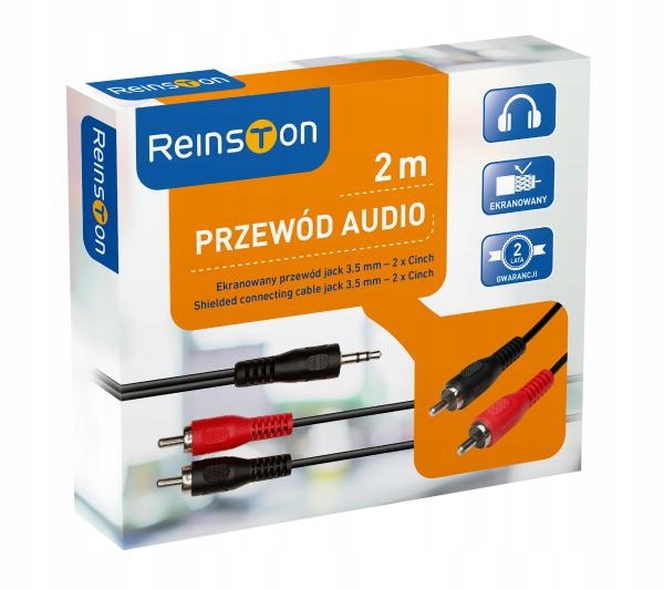 

Kabel analogowy audio Reinston 2m Jack - 2x Cinch
