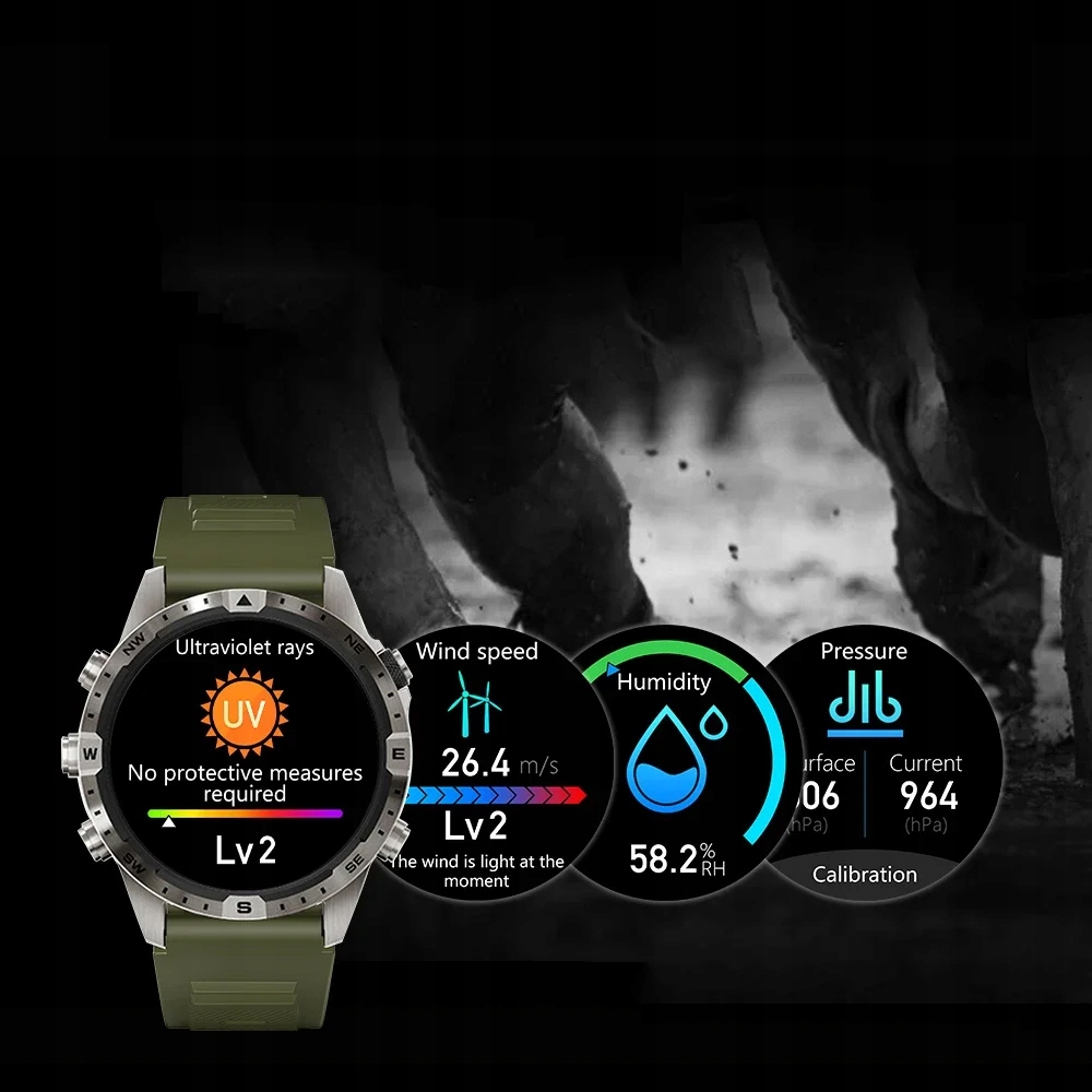 ZEGAREK SMARTWATCH MĘSKI SŁUCHAWKA BLUETOOTH PŁATNOSC OFFLINE SPORT TRYB Kolor koperty czarny