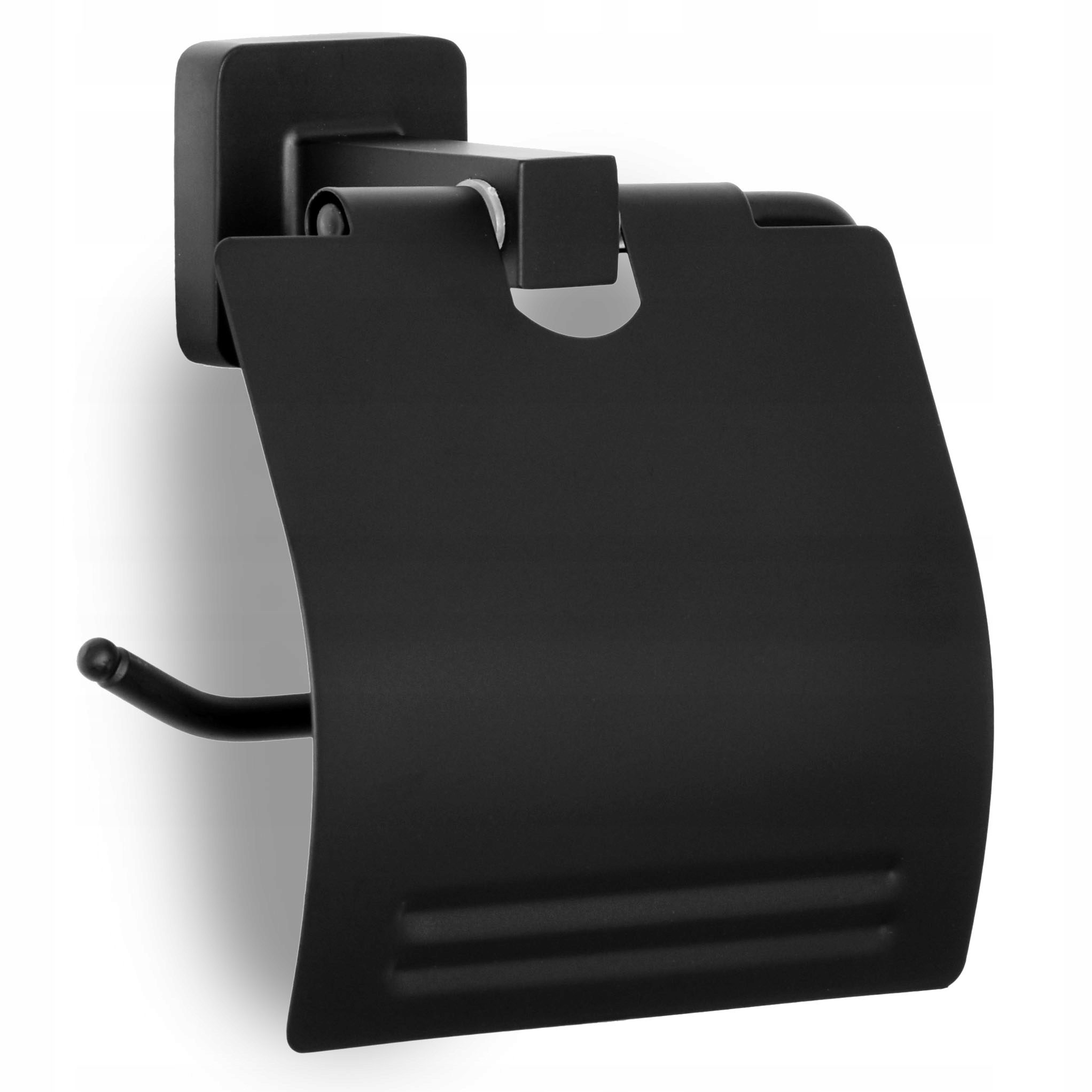 UCHWYT WIESZAK NA PAPIER TOALETOWY CZARNY LOFTOWY Z KLAPKĄ METALOWY