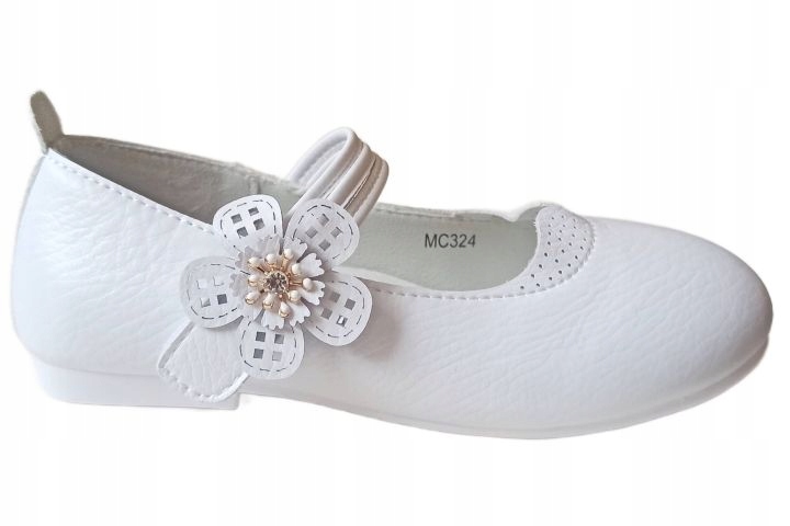 BIAŁE BUTY BALERINY KOMUNIJNE R.35 WKŁADKA SKÓRA PROFILOWANE P2-73 Marka Apawwa