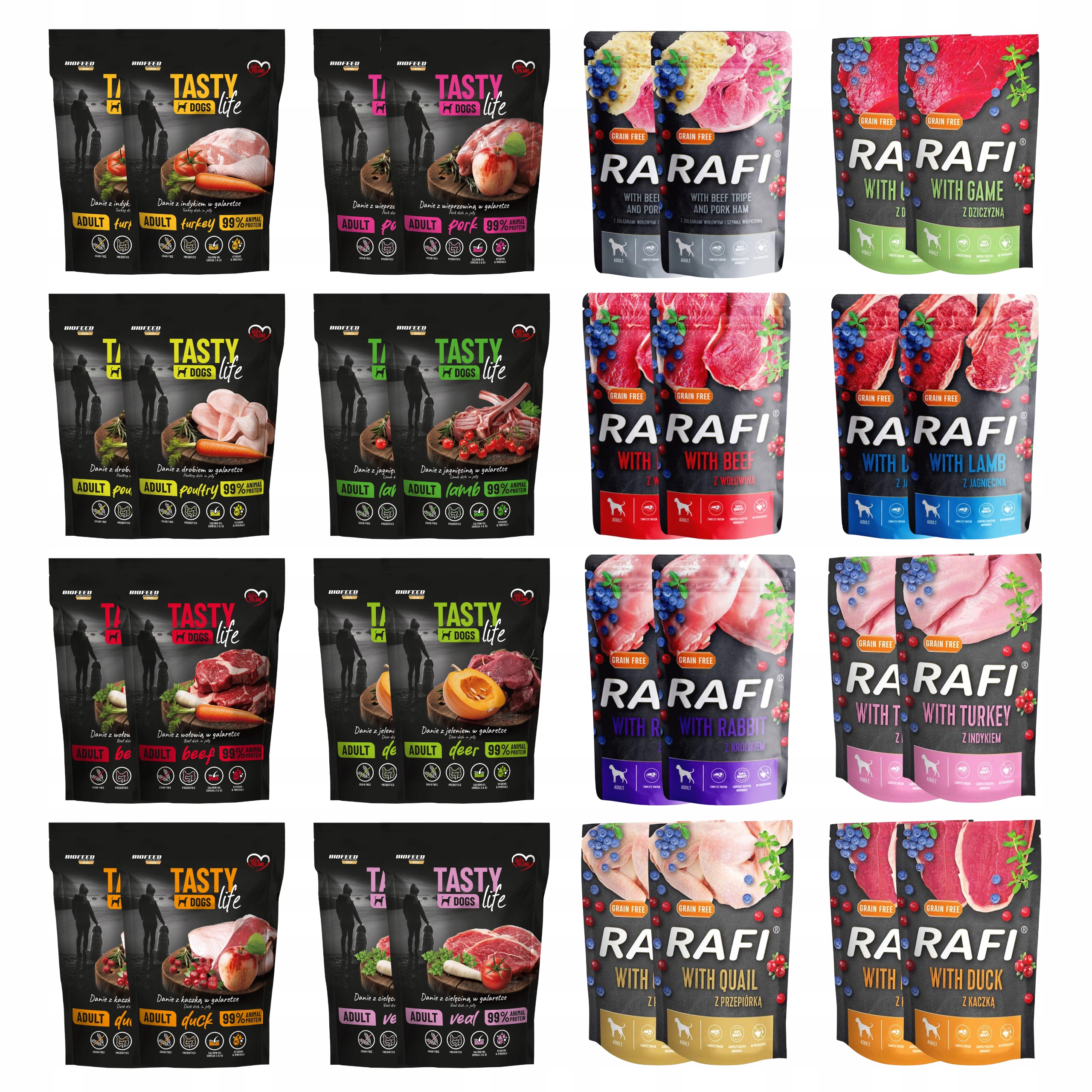 Krmivo pro psy Rafi Tasty Life Adult mix chutí 32 x 500 g
