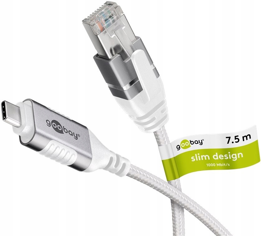 Kabel adapter Ethernet USB-C 3.1 do RJ45 (8P8C) kat.6 Slim 7.5 m