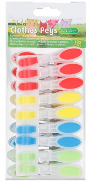 

18x klamerki plastikowe Spinacze duże podgumowane