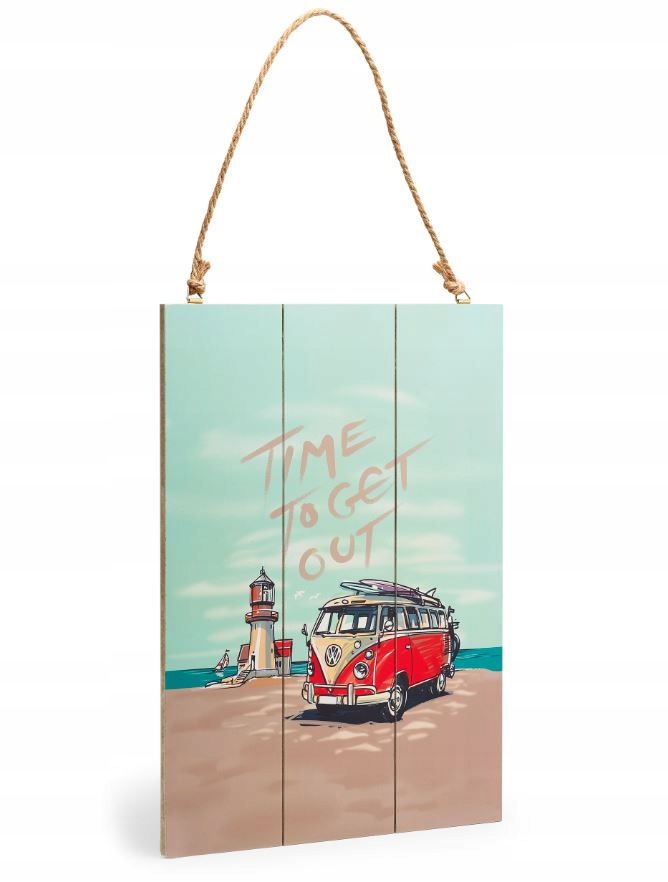 Табличка вывеска деревянная VW T1 BULLI время для GETOUT