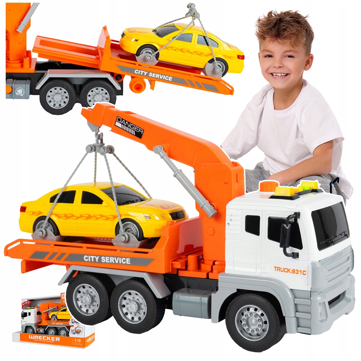 SAMOCHÓD AUTO POMOC DROGOWA LAWETA PODNOŚNIK CIĘŻARÓWKA NAPĘD AUTKO OSOBOWE