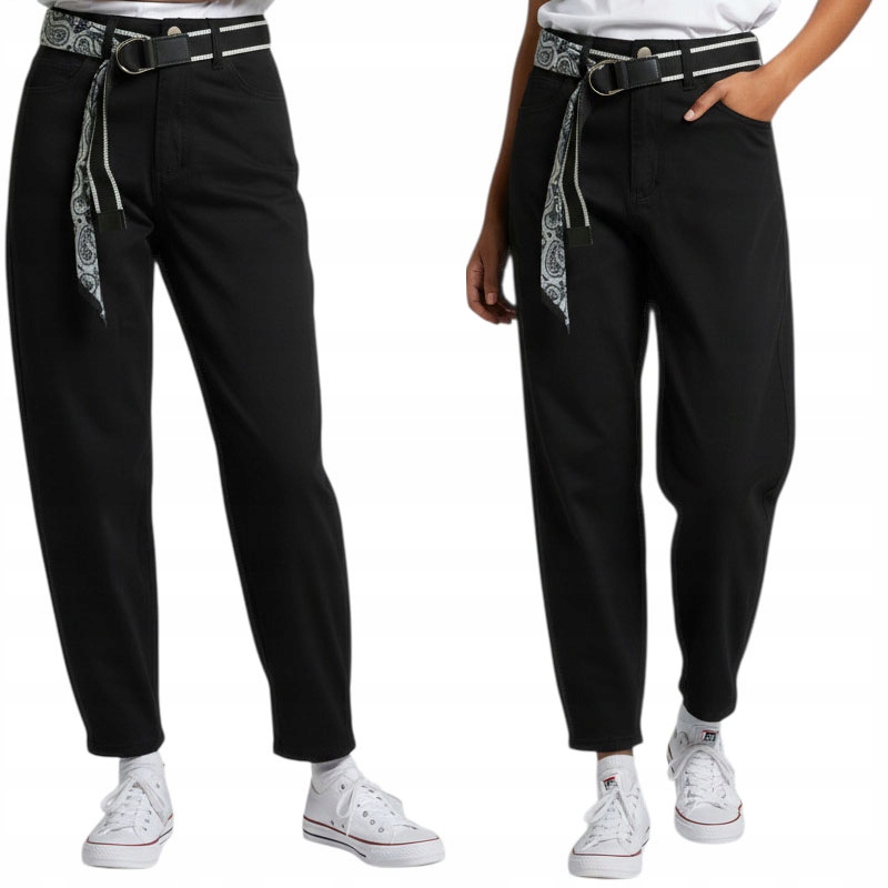 M.sara Damskie Spodnie Jeansowe Luźne Mom-fit 40 L Czarne