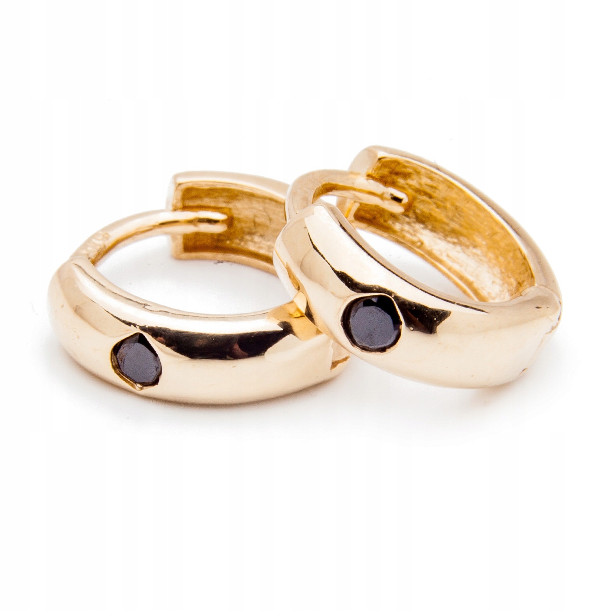 Zlaté náušnice 585 s černým zirkonem