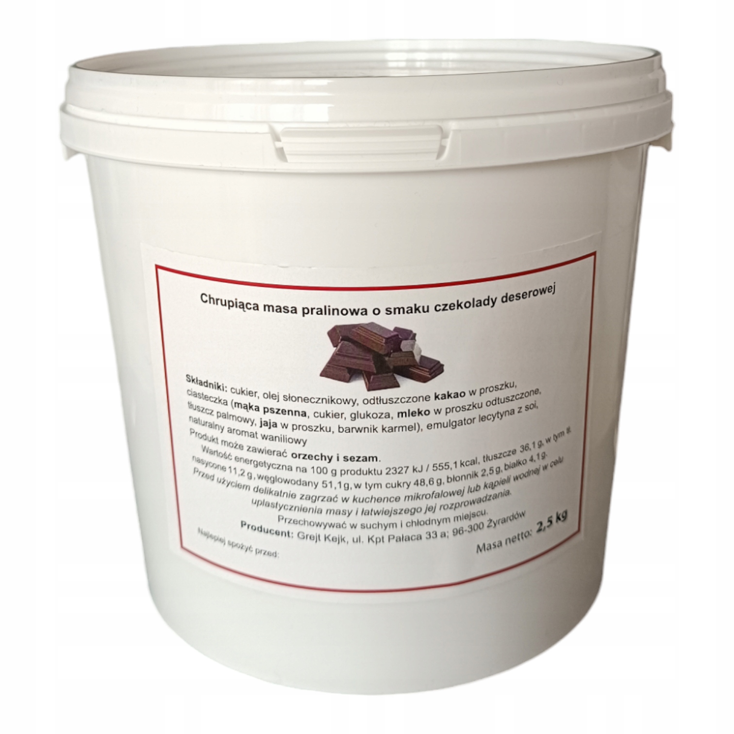 Masa do tortu pralina 2,5kg czekolada deserowa