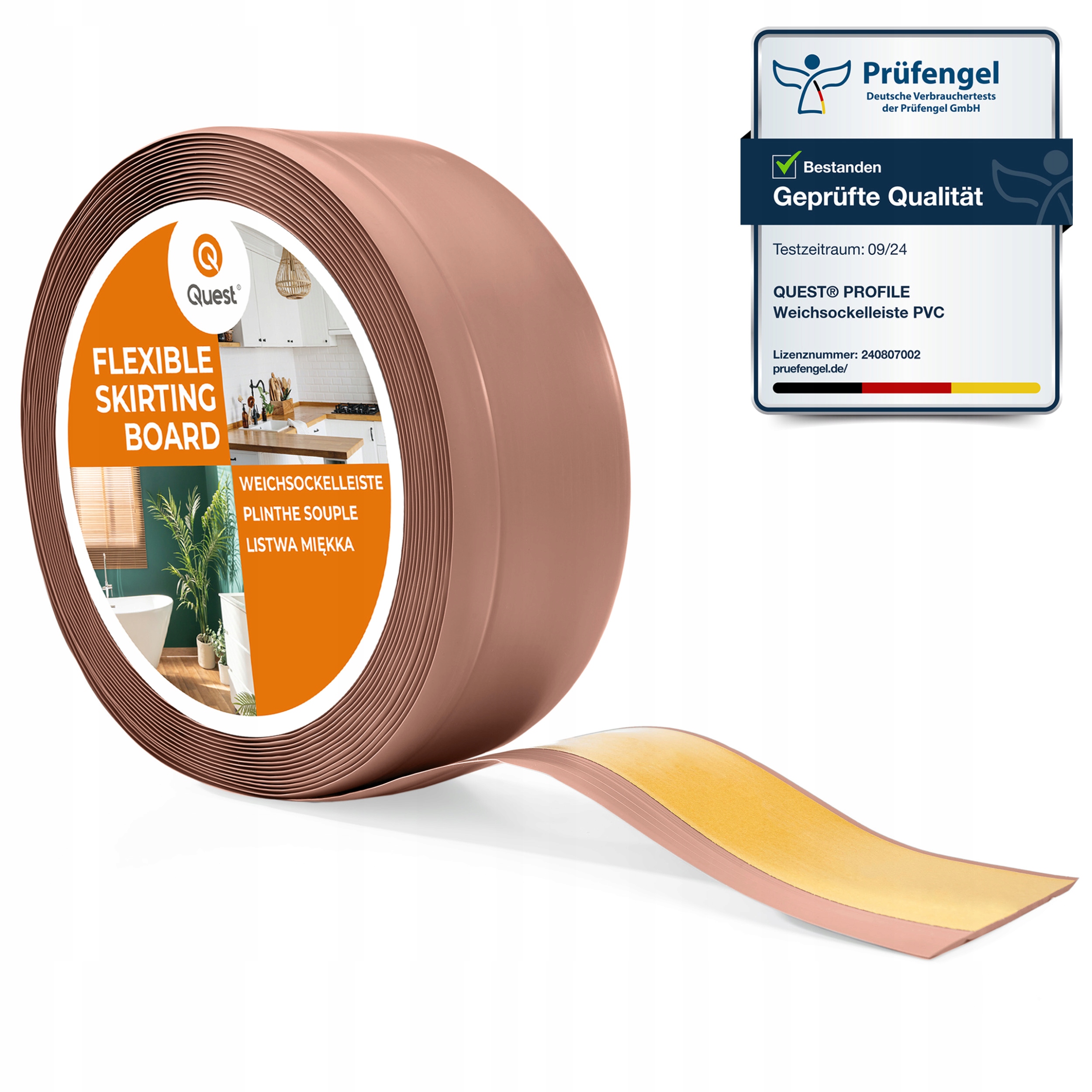 Podlahová lišta s lepidlem Pvc 70/20 světle hnědá, 15 m