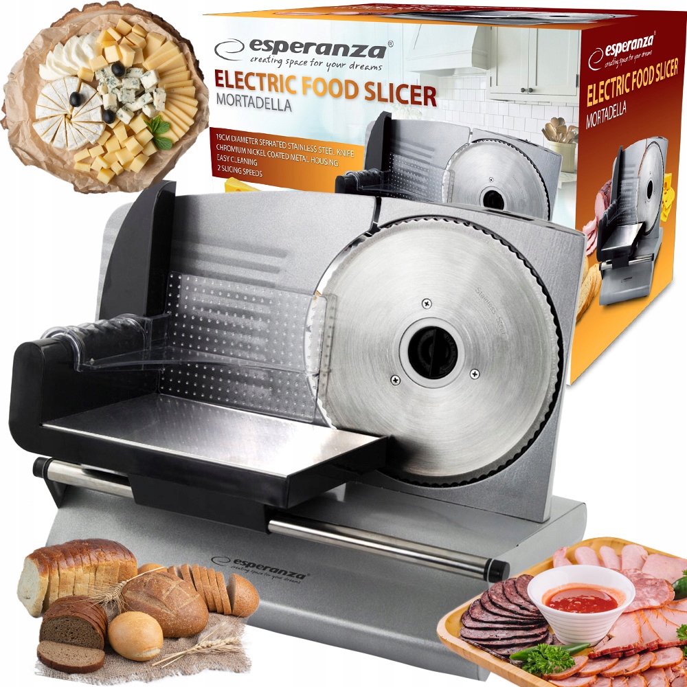 Elektrický Kráječ Na Chléb A Sýry, Kovový, Výkonný, 150 W