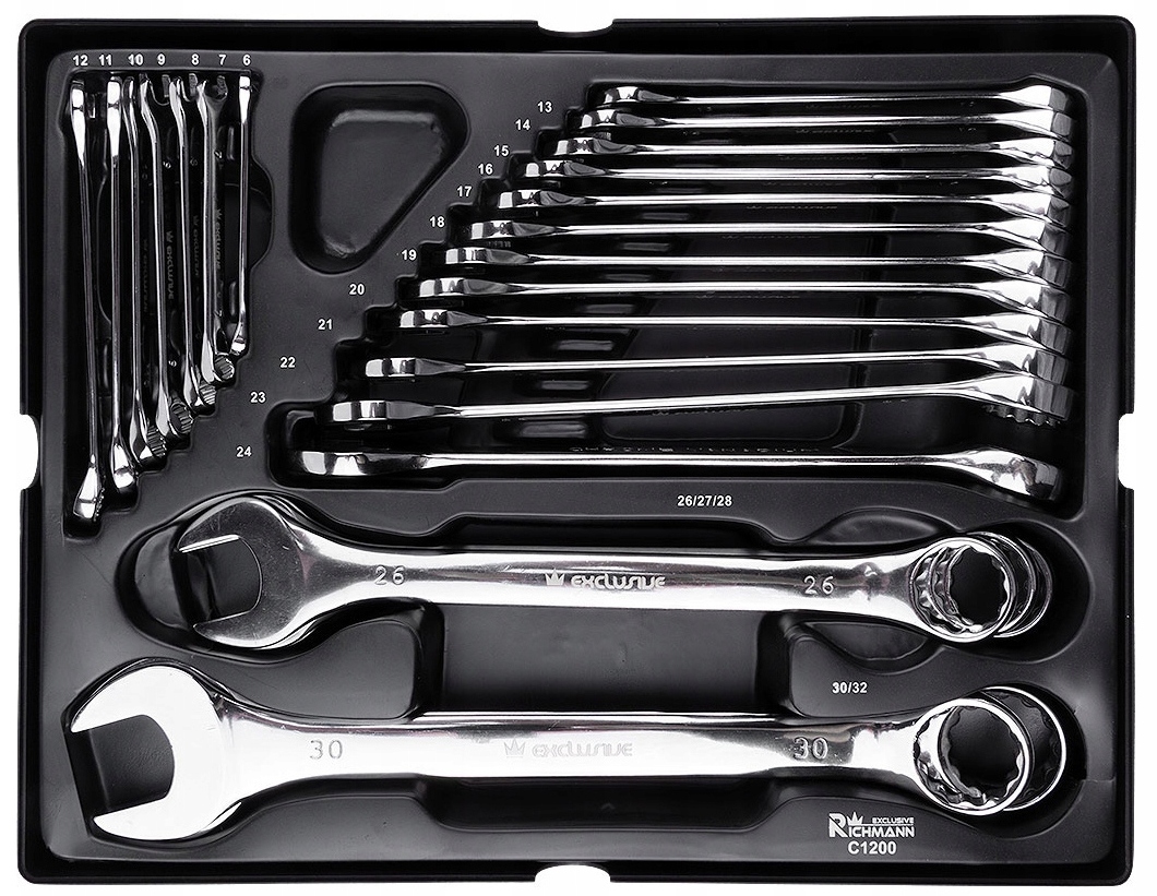 ZESTAW KLUCZE PŁASKO-OCZKOWE 6-32 MM 24 ELEMENTY WKŁAD WARSZTATOWY WÓZKA Produkt wprowadzony do obrotu na terenie UE przed 13.12.2024 Tak