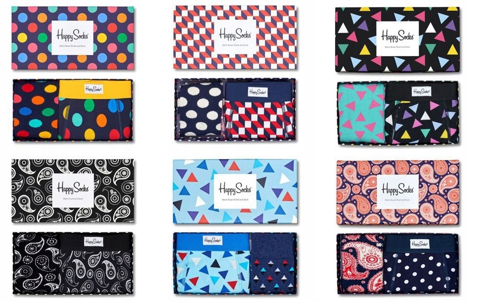 HAPPY SOCKS BOXER BRIEF & SOCK Zestaw męski Skarpety rozm 41-46 Bokserki S Rozmiar S