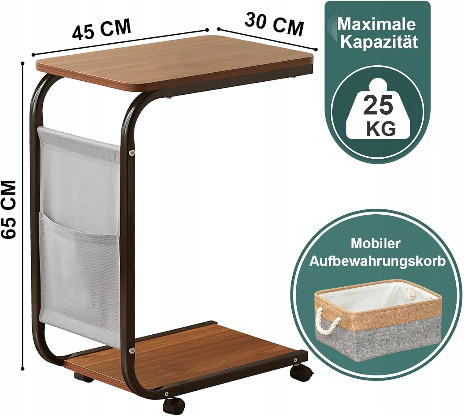 Pomocný stolek A model dřevěný, moderní, mobilní