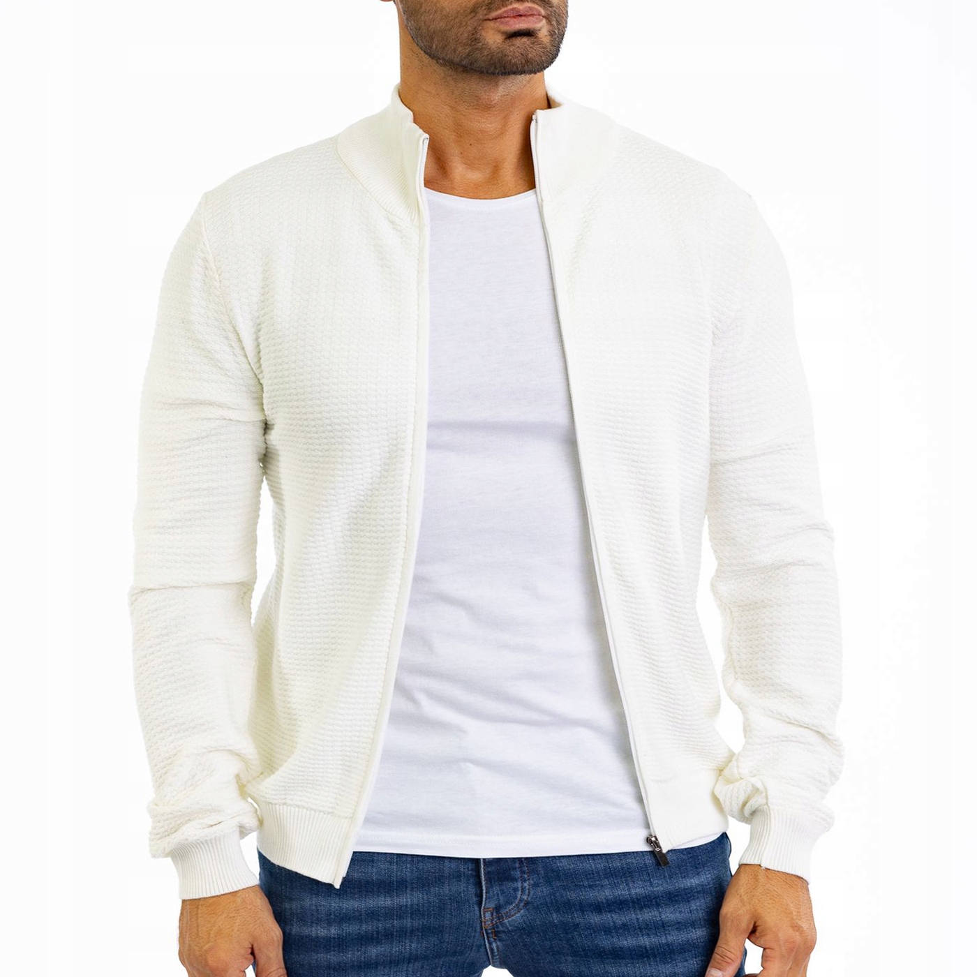 Pánský svetr Stojka Roztažitelný na zip Mikina Slimfit