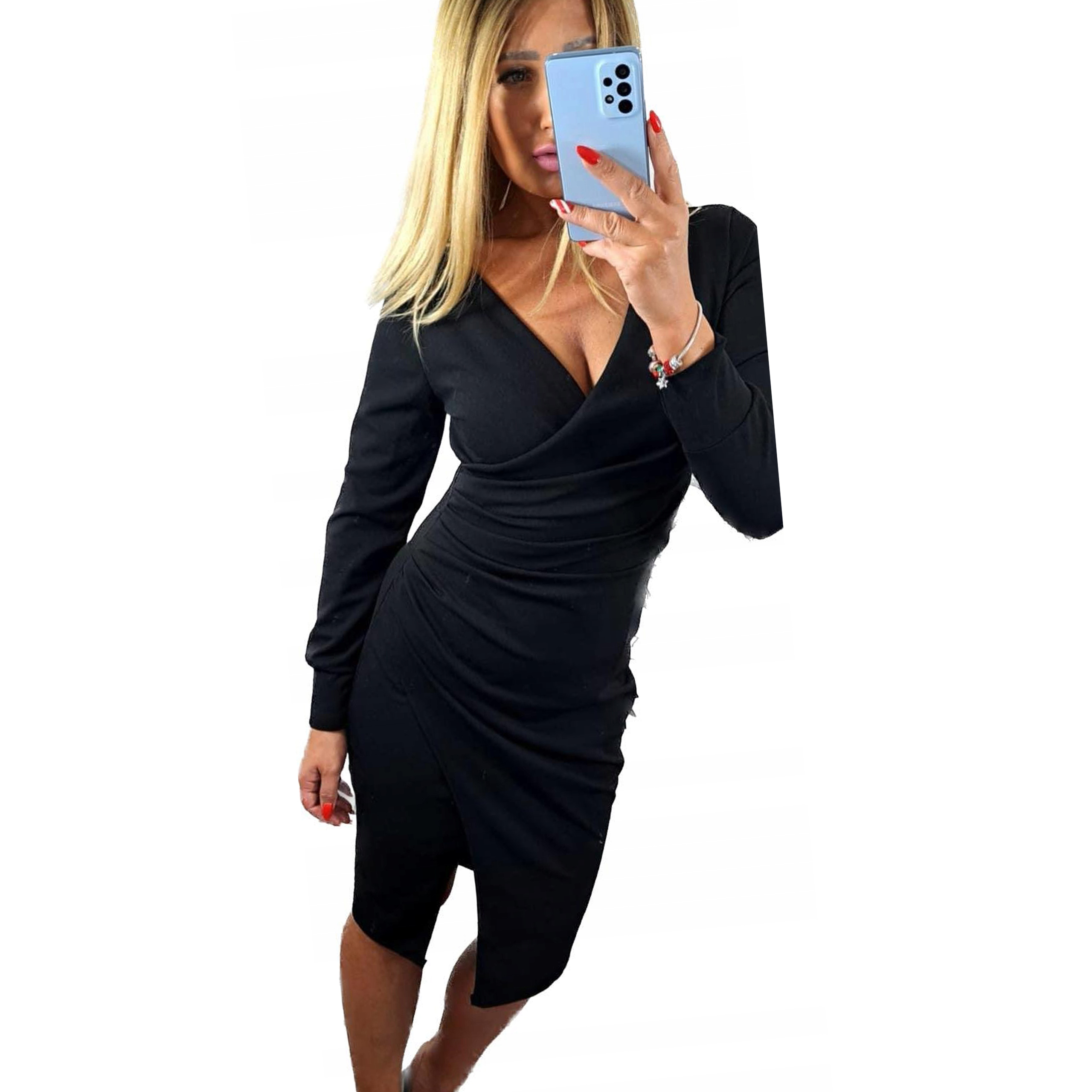 V874 Šaty Nařasená Černá vel. 42 (XL)