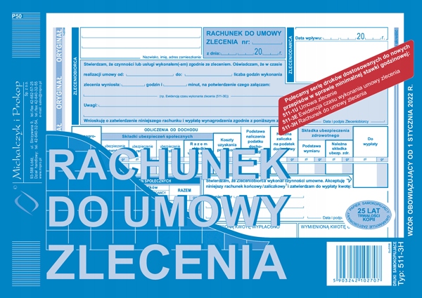 

Rachunek do umowy zlecenia A5 O+1K 40k 511-3H