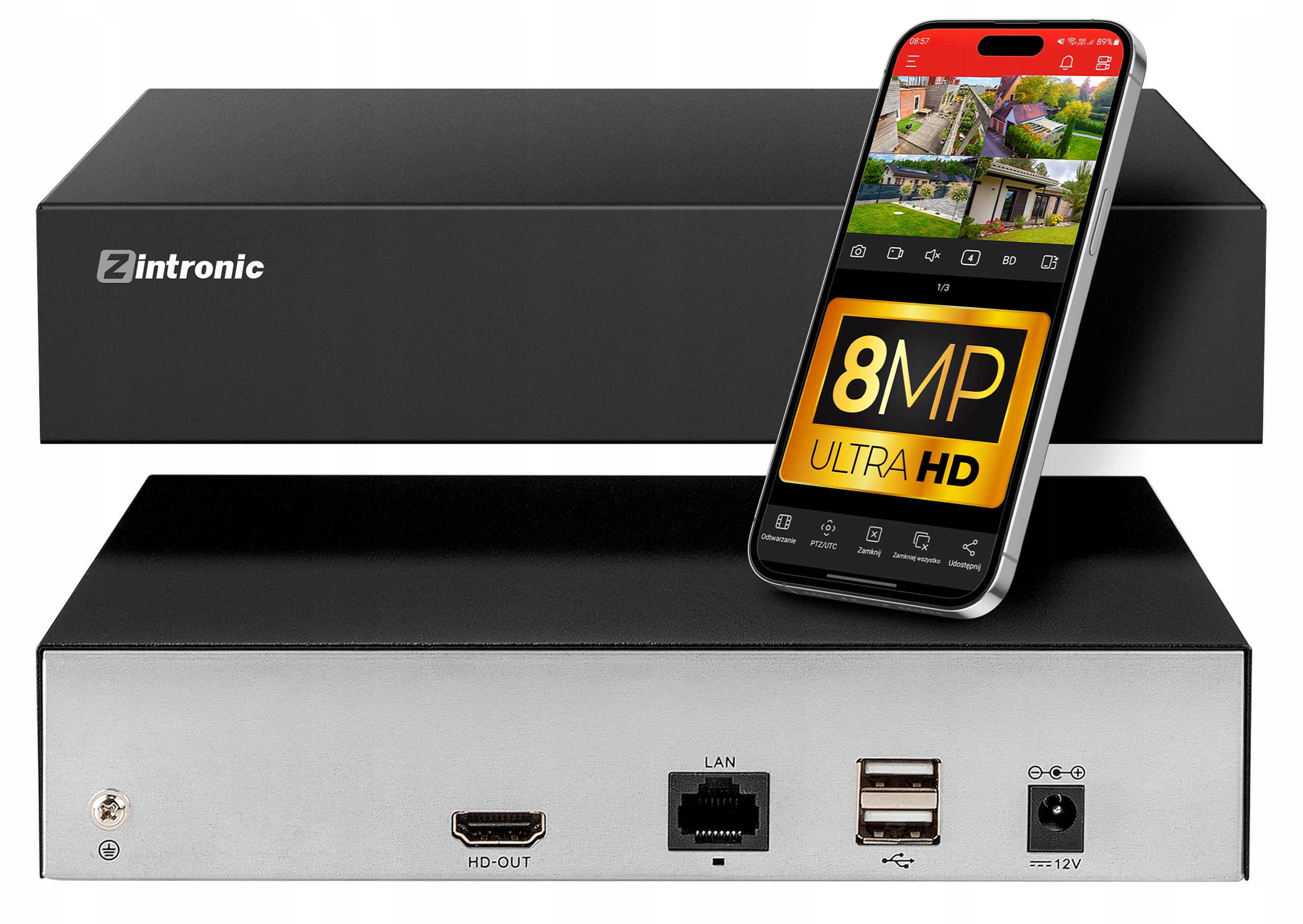 Rejestrator Do Monitoringu Sieciowy Nvr Ip 9 Kanałowy 8MPx 4K Hdmi, Onvif