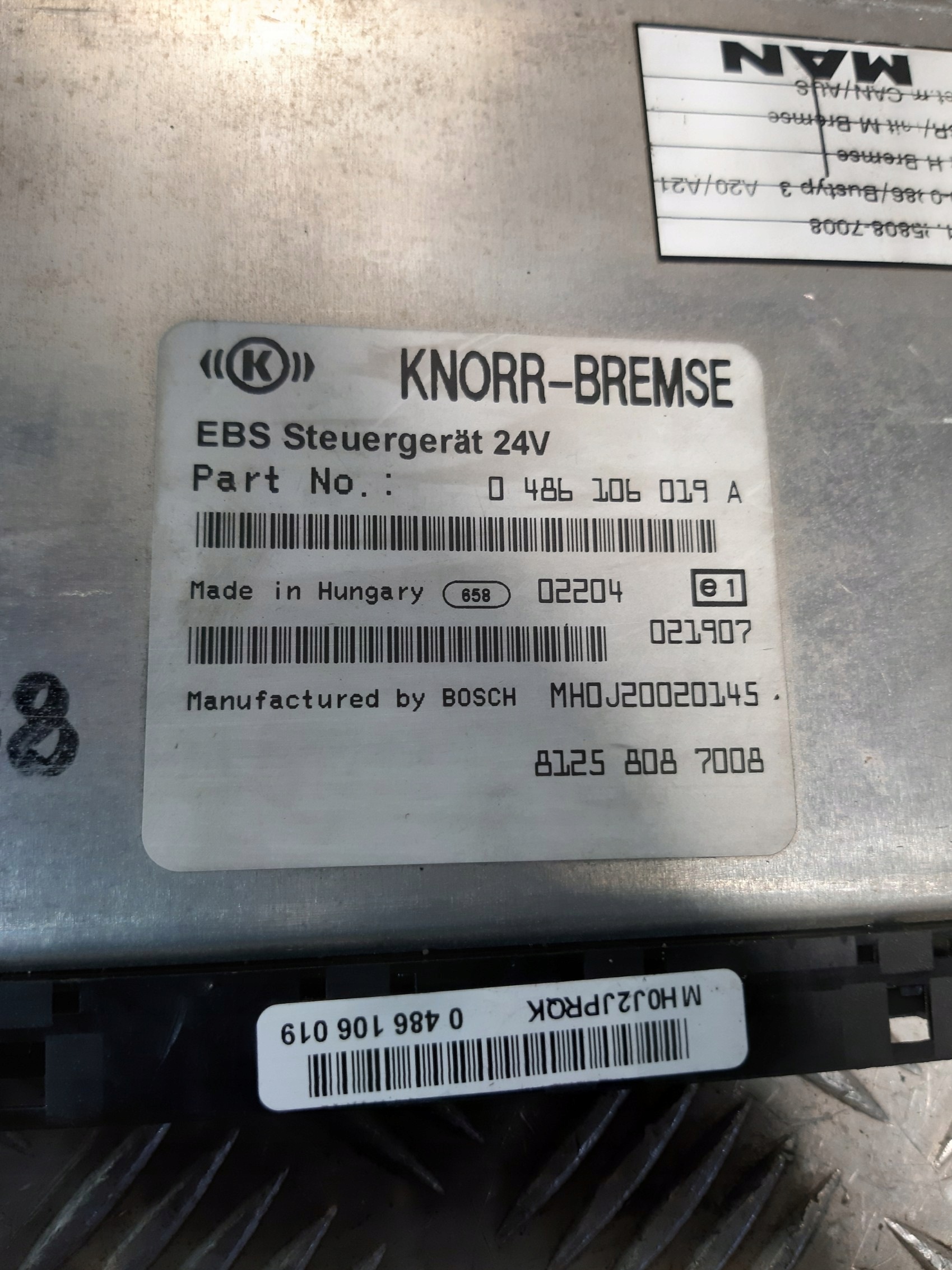 Unité de contrôle Ordinateur MAN KNORR-BREMSE 0486106019A