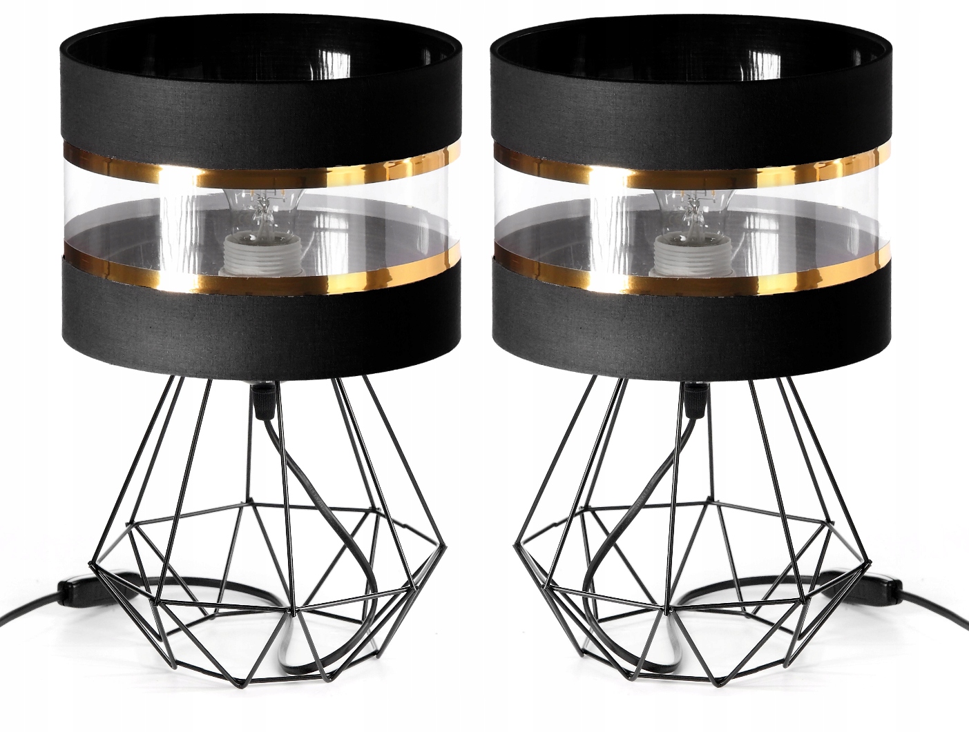 2 x Noční lampa Metal Loft Led zlatá Abażur E27