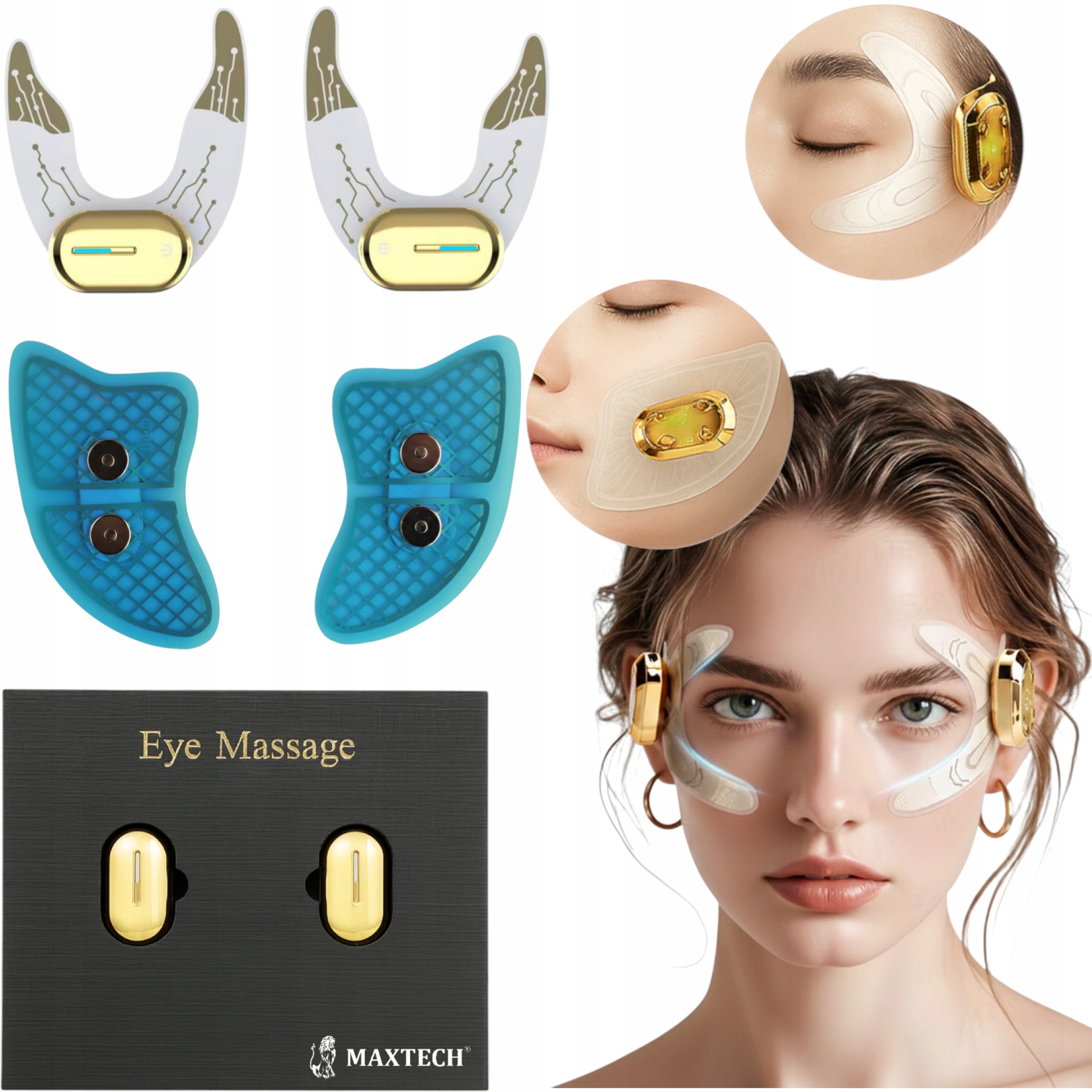 Masażer okolic oczu Bezprzewodowe plastry żelowe do masażu Ems 2w1 lifting