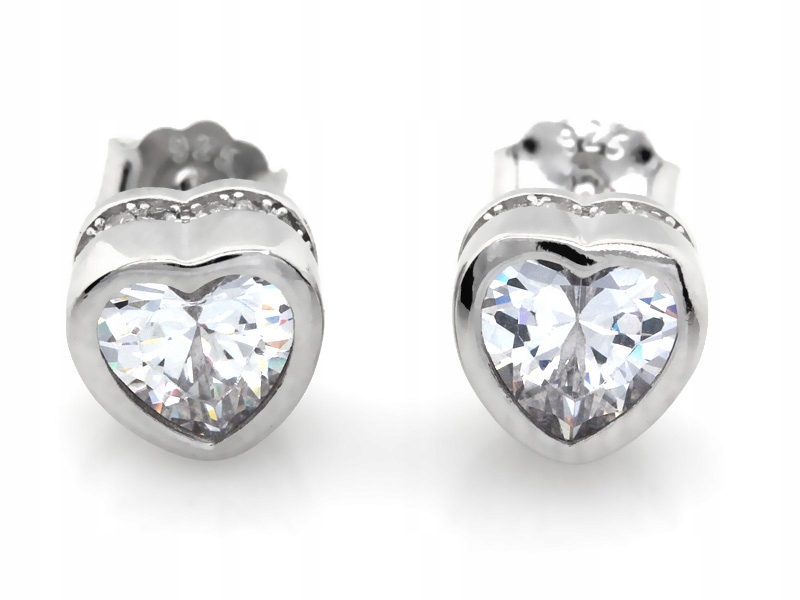 Elegantní Stříbrné náušnice 925 srdce se zirkonem na tyčince jako dárek