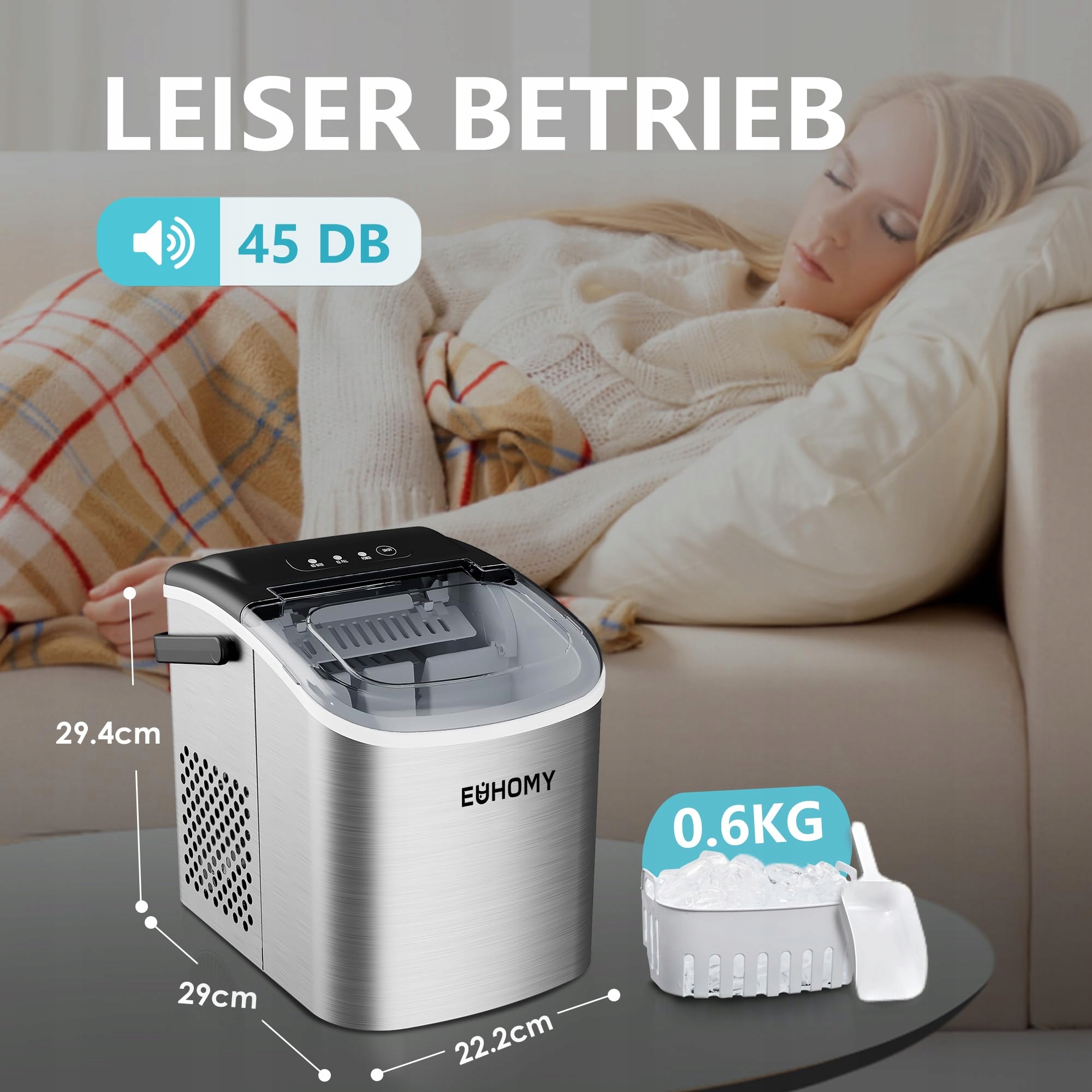 EUHOMY Maszyna Do Kostek Lodu Kompaktowa 12kg/24h Szybka i Przenośna — miniatura 8