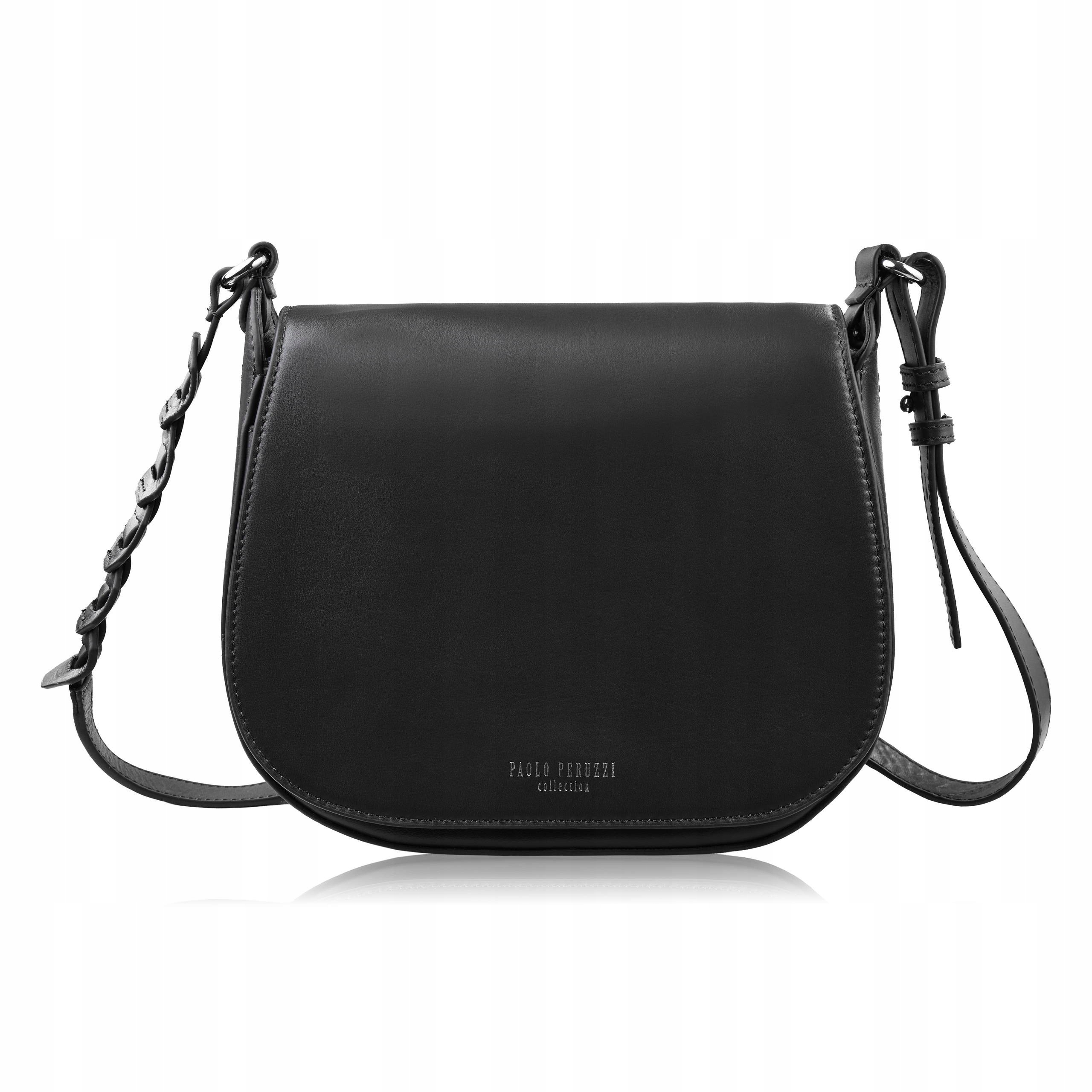 Dámská kožená kabelka černá kabelka přes rameno módní Paolo Peruzzi