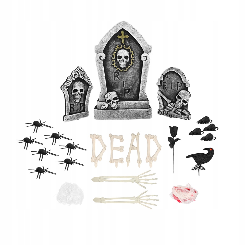 Sada dekorací na Halloween s náhrobkem