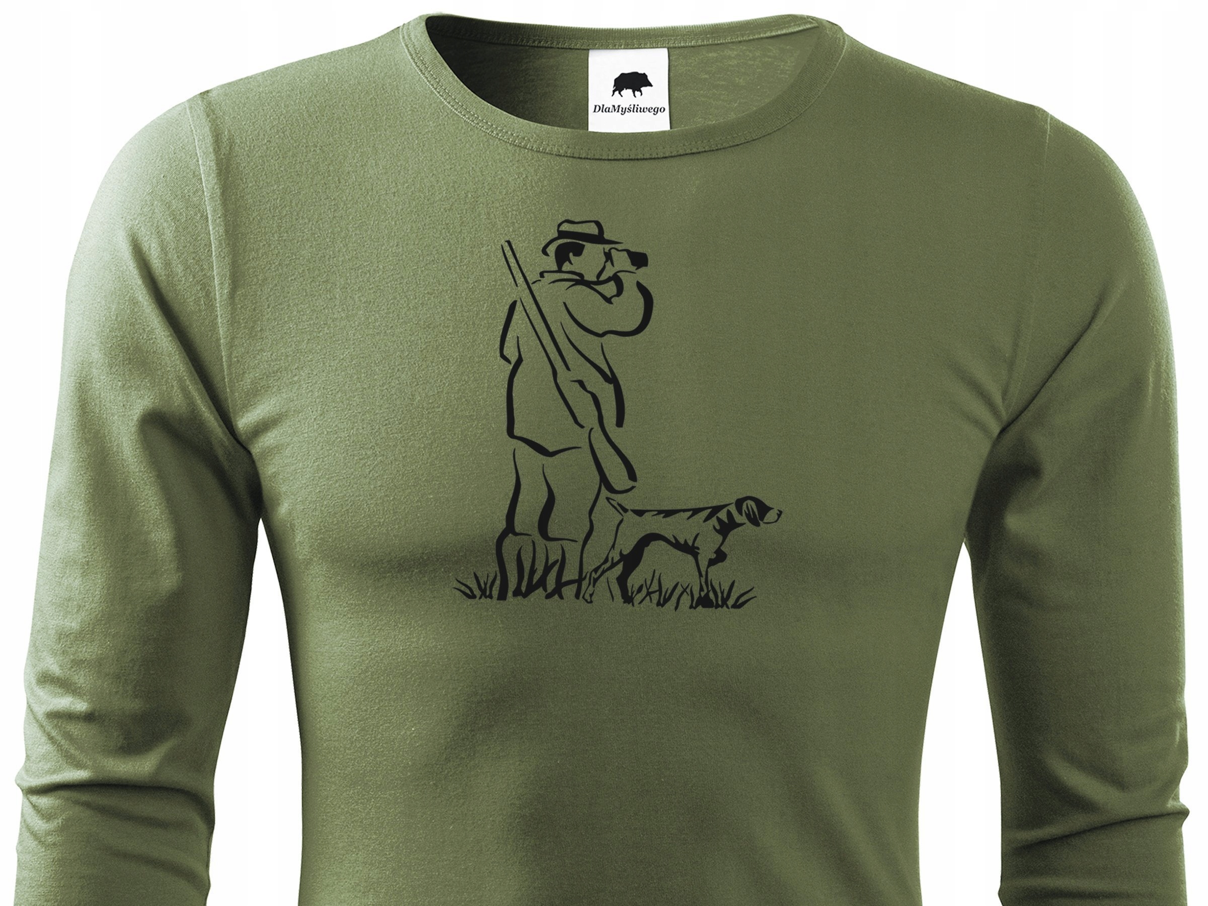 

Myśliwski longsleeve khaki nadruk Myśliwy z psem