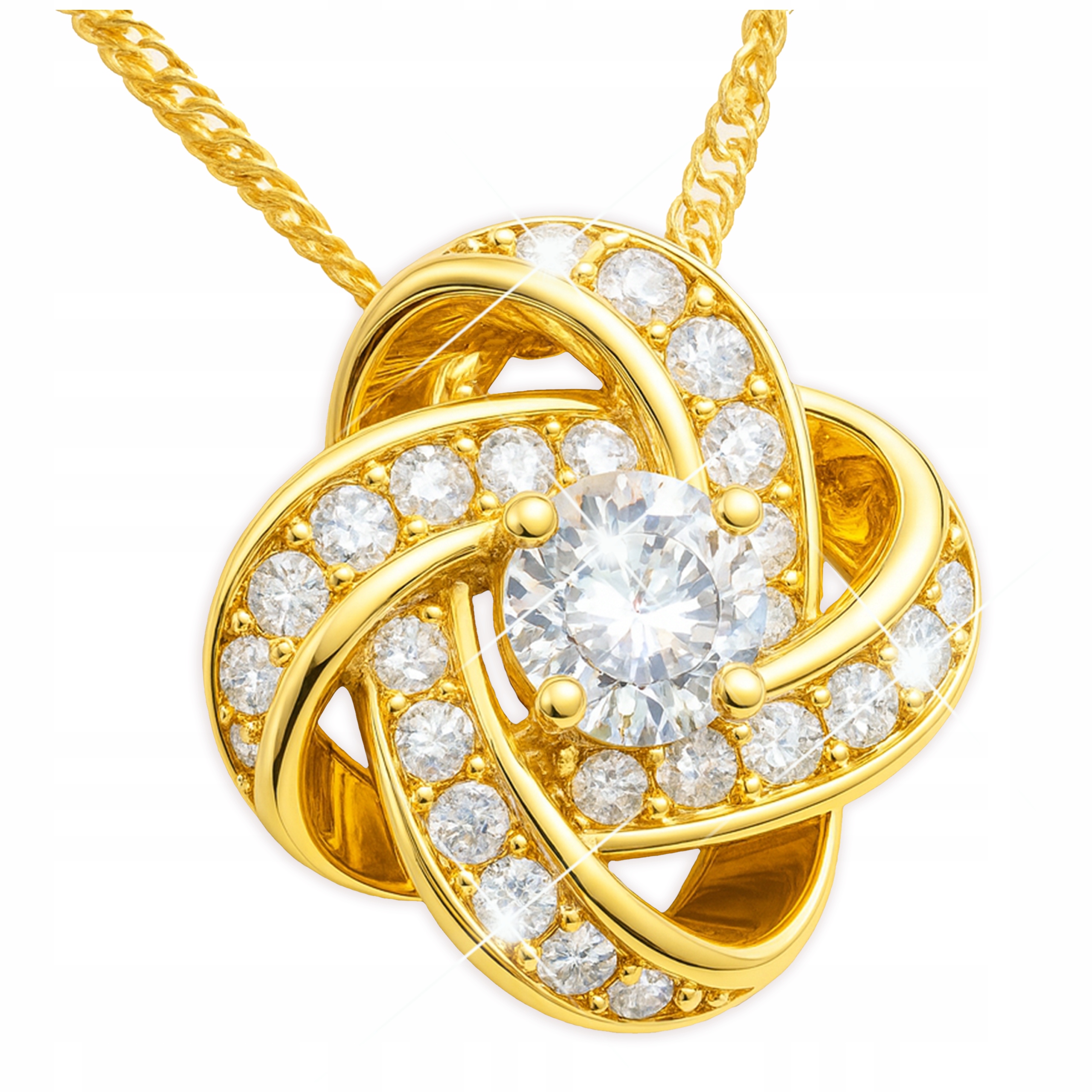 Zlatý náhrdelník 925 Proplétaný uzel s zirkony Hvězda Květina Mix vzorů