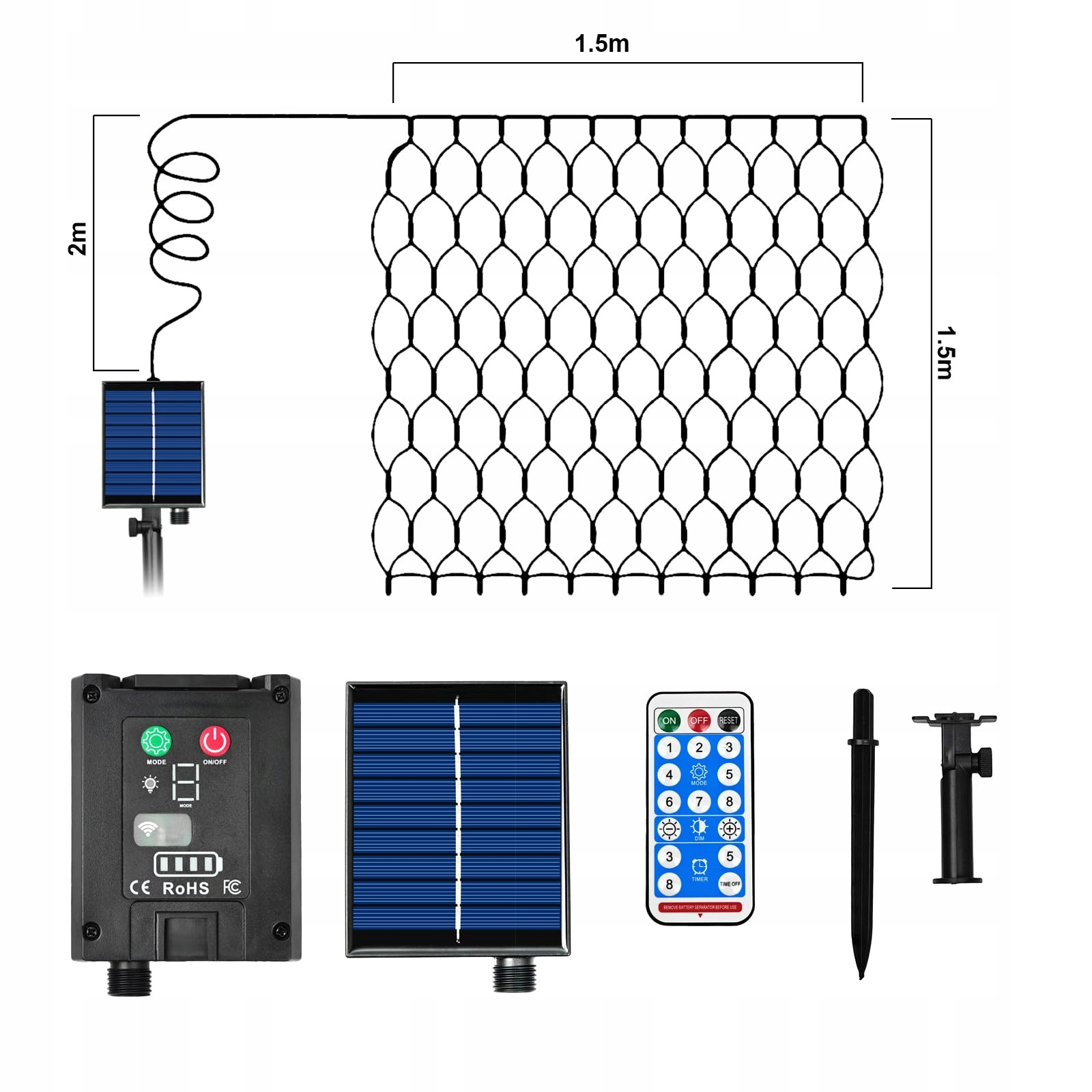 CVEENK LED Solarnet Światła 15x15M 96 LED Ciepłe Na Wnętrza i Zewnątrz — miniatura 6