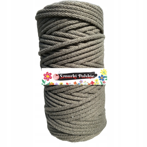 Sznurek bawełniany z rdzeniem 100m 5mm khaki