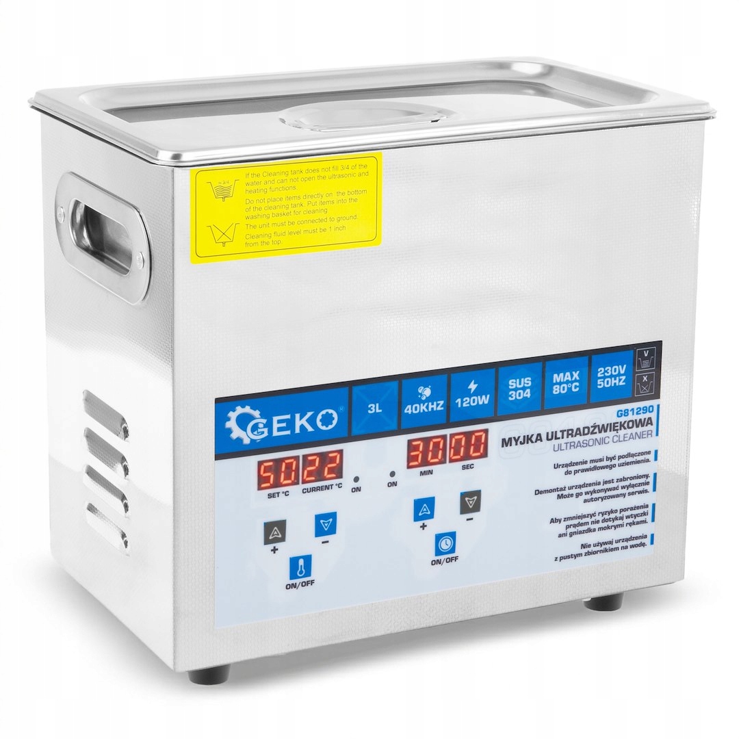 Ultrazvuková čistička Silná 120 W Priestranná nerezová oceľ Inox digitálny displej