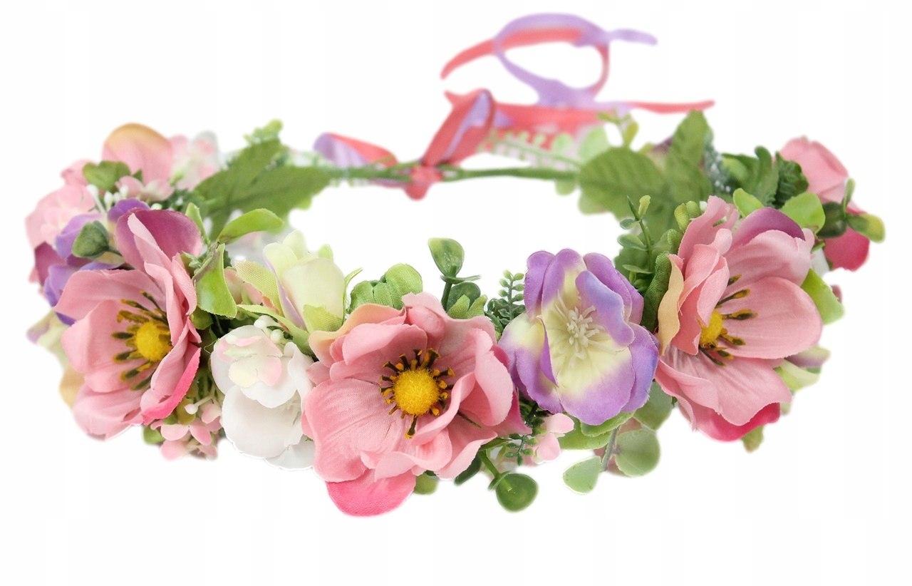 Wianek komunijny dziewczęcy anemon LILA RÓŻ modny