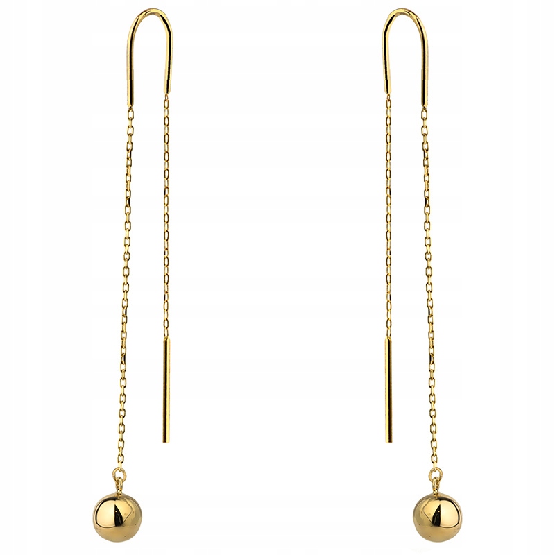 Zlaté Visací Náušnice 585 Kuličky Na Řetízku