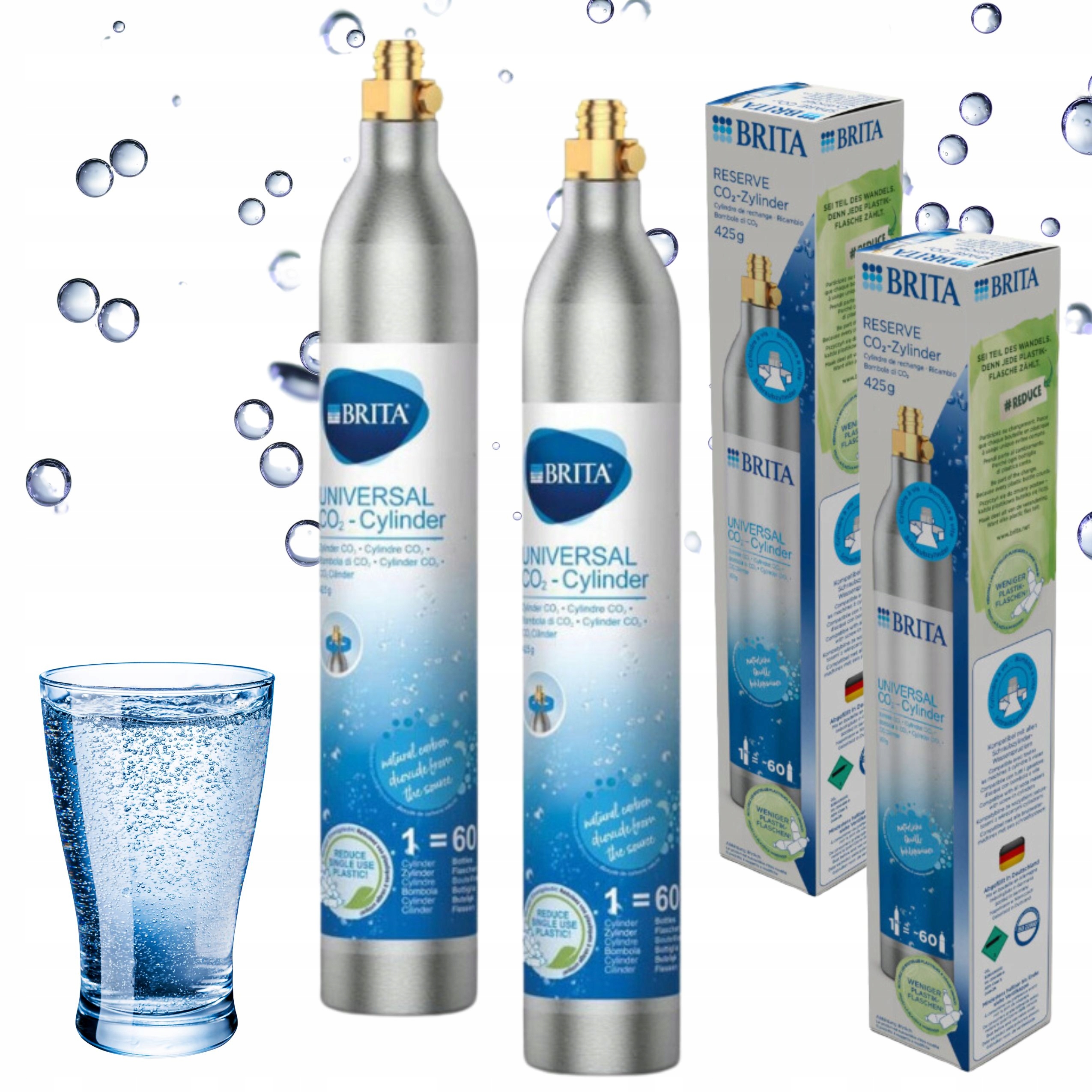 2x plynová bombička výrobník sody potravinářský CO2 válec Brita 60 l 425 g