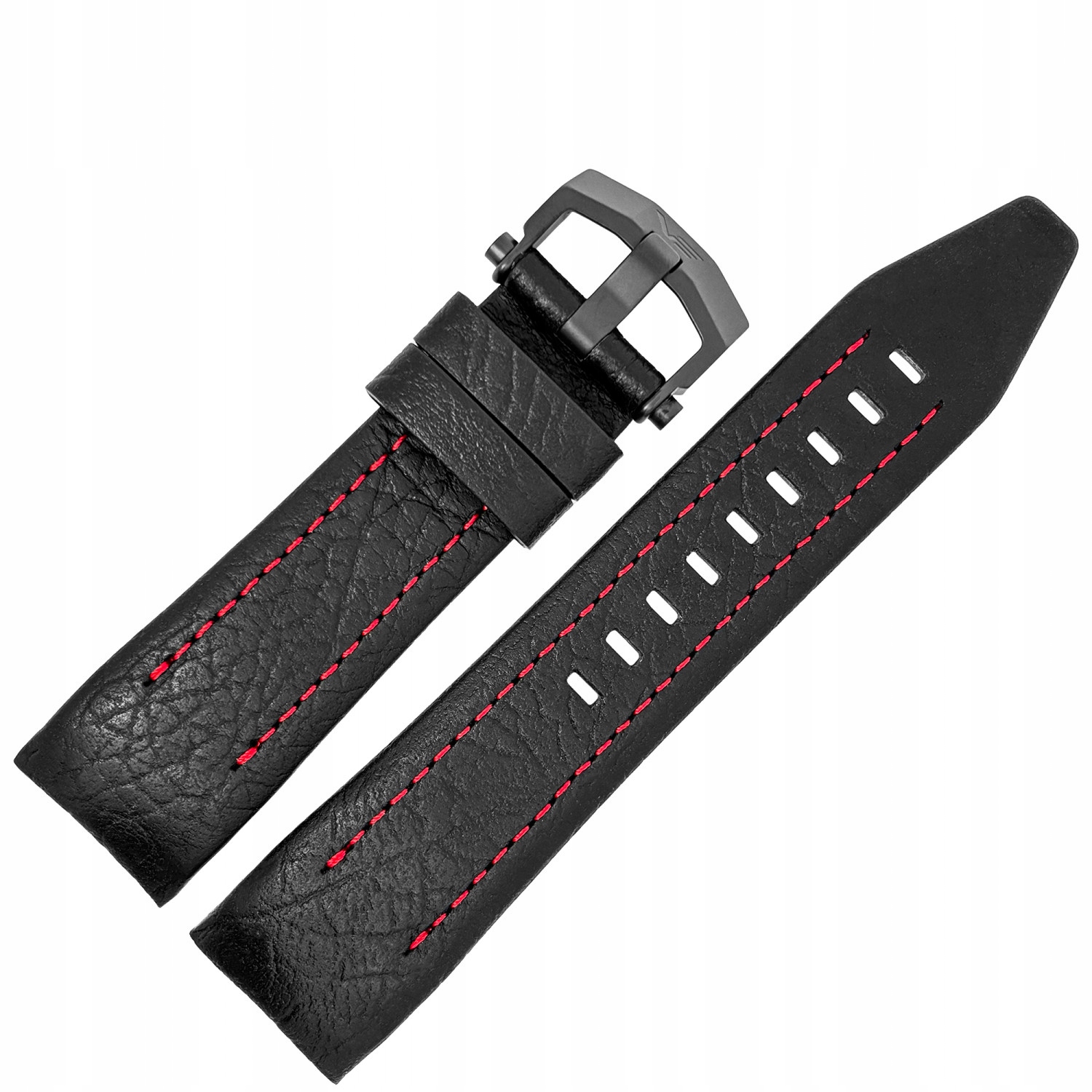 Pásek Lunokhod Kůže (H447) černý s červenou p. černou