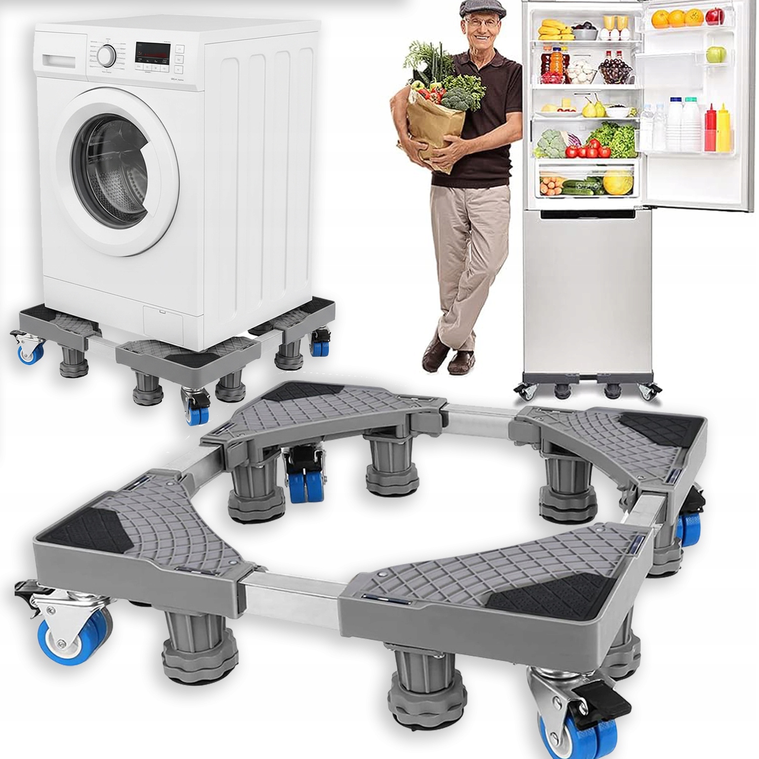 Półka Podstawa Pod Agd Pralkę Lodówkę Suszarkę Nastawny 42-66cm Max 250KG