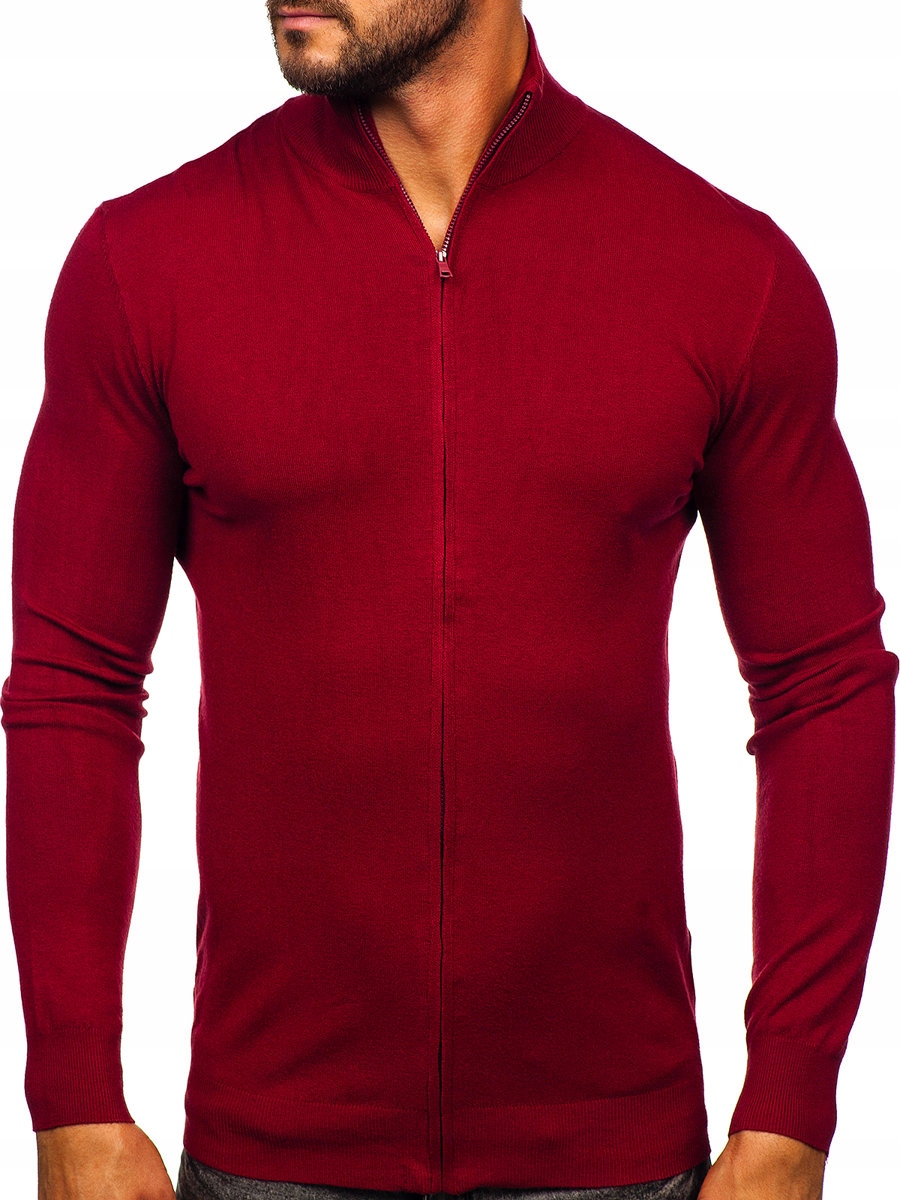 

Sweter Męski Rozpinany Bordowy MM6004 Denley_xl