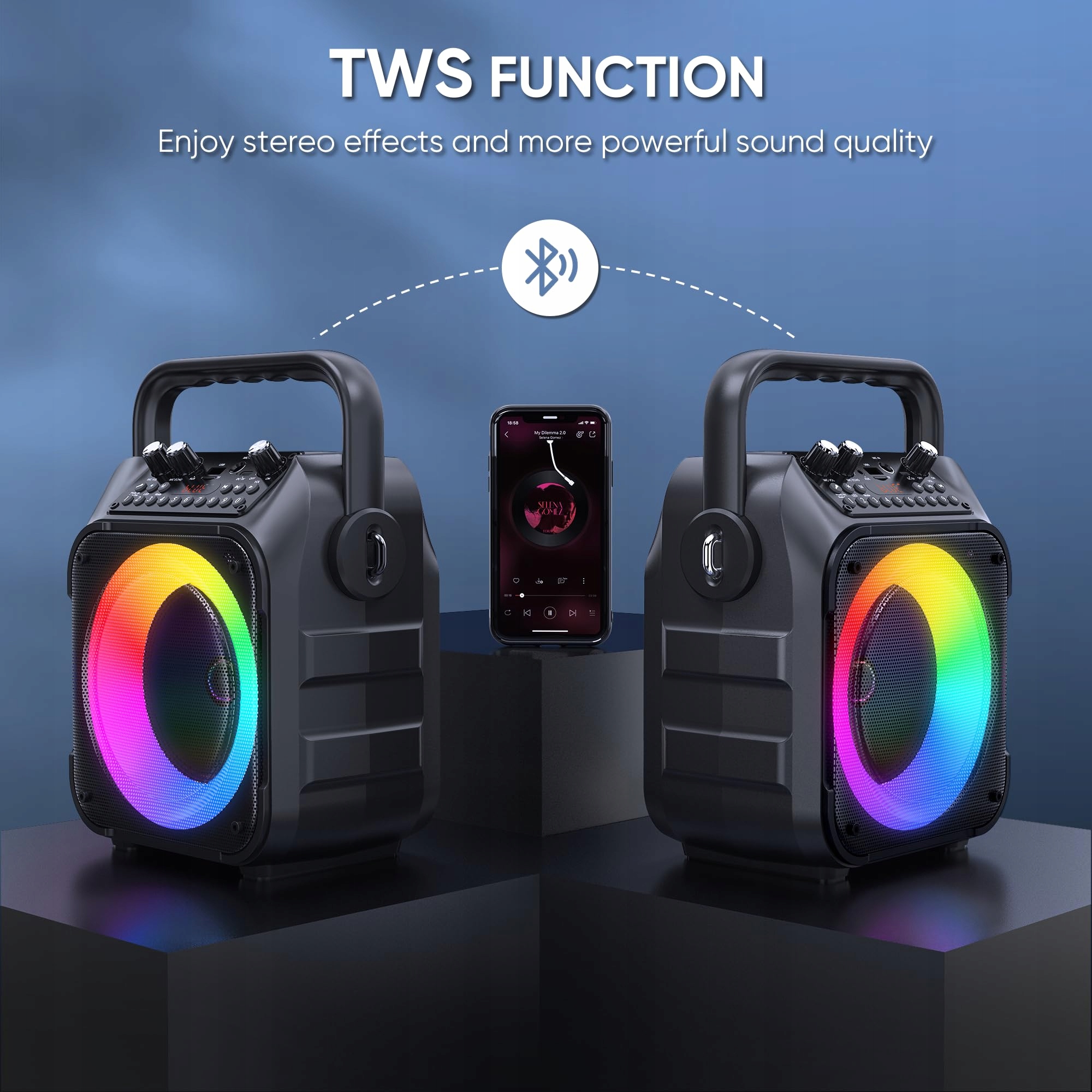 WOWSTAR Karaoke Zestaw Bluetooth z Mikrofonami i Światłami — miniatura 5