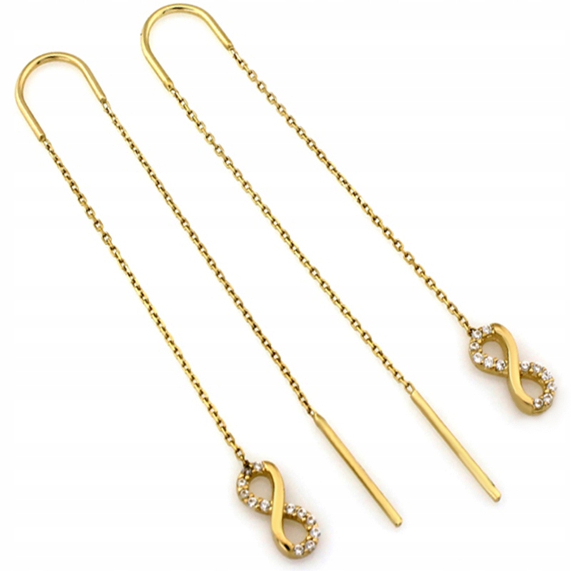 ZŁOTE KOLCZYKI NIESKOŃCZONOŚCI NA ŁAŃCUSZKU ŚLUB