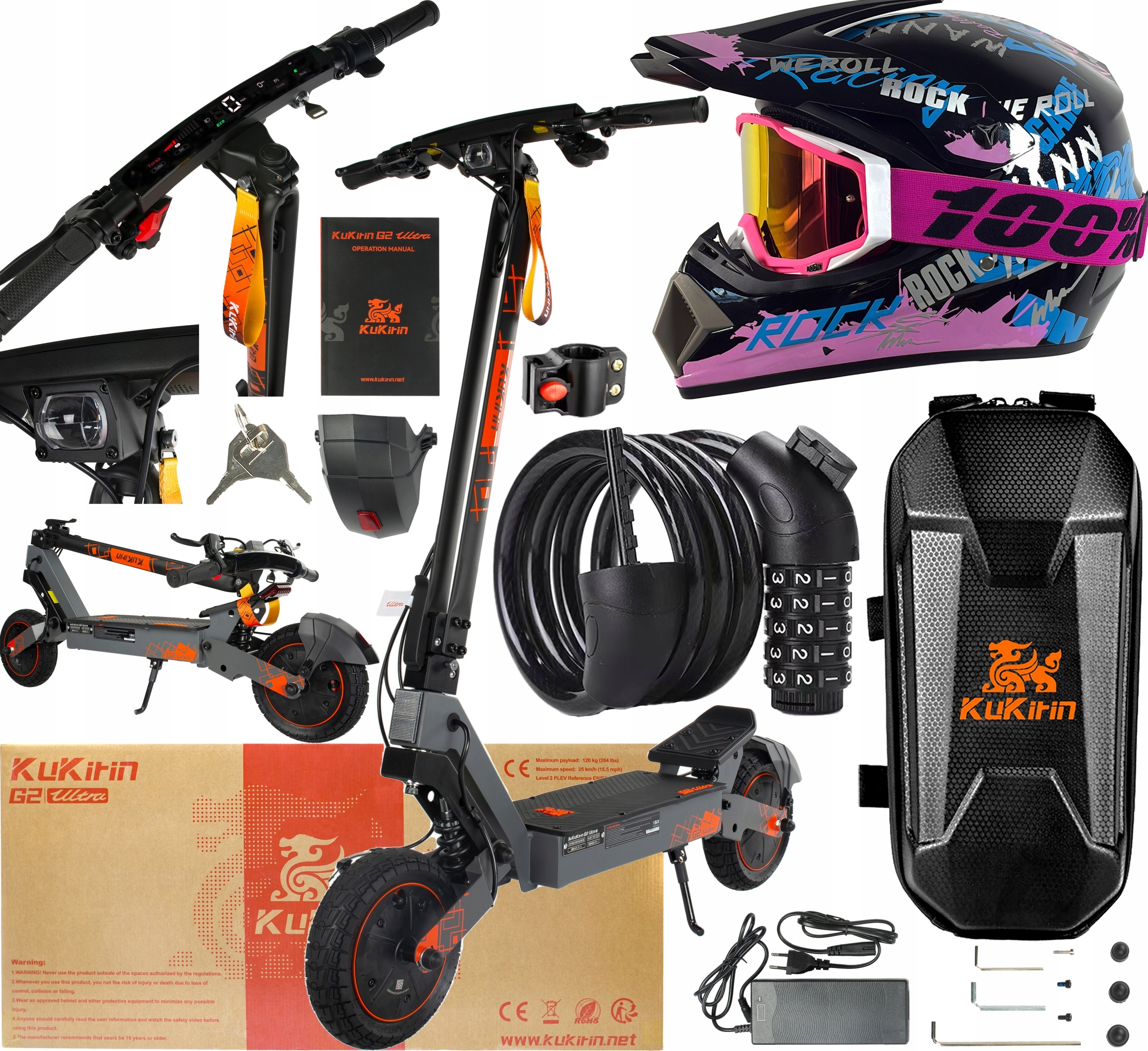 Elektrická vozidla KuKirin G2 Ultra 1600W 48V 18Ah 50KM/H 55KM 3 dárky