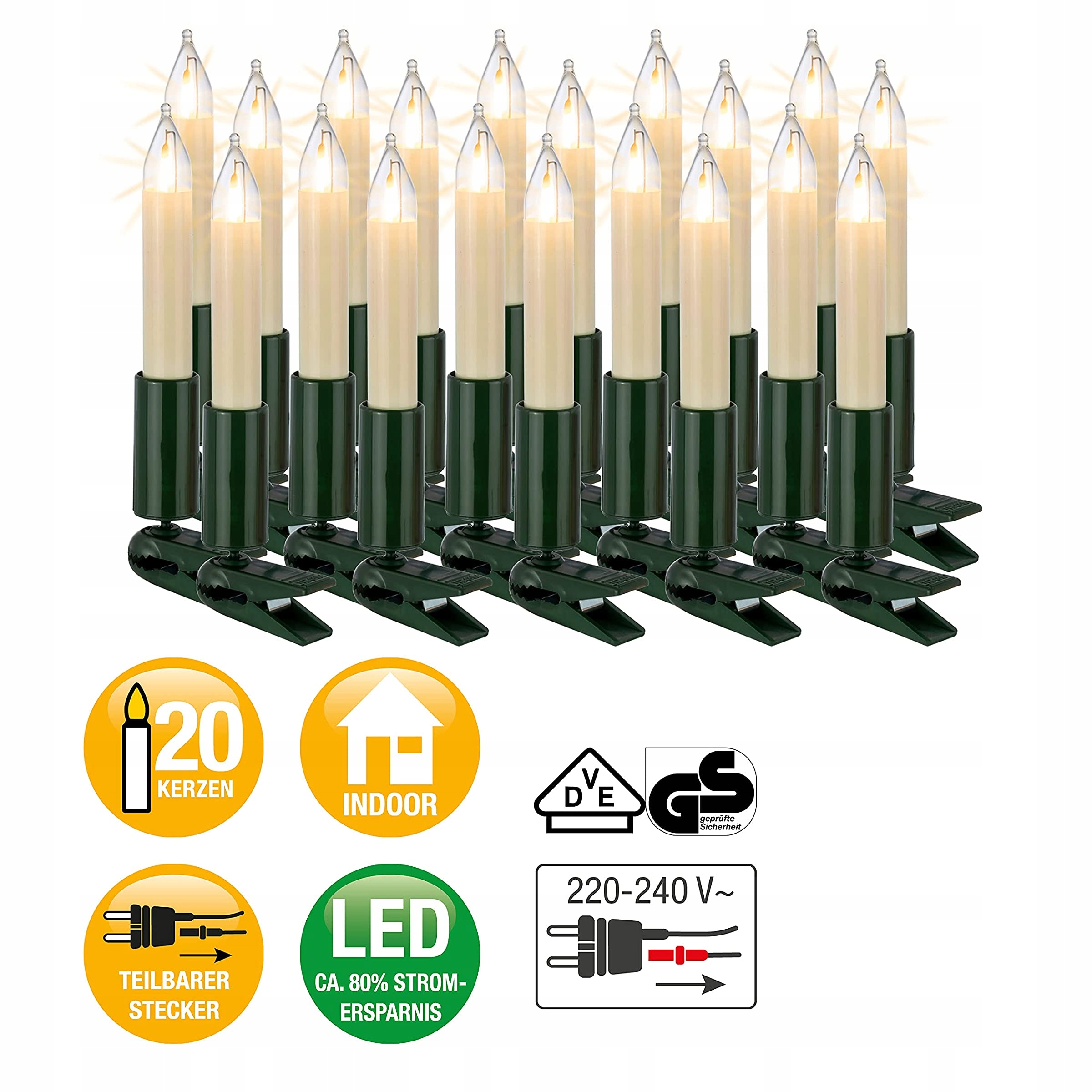 Hellum Lampki Choinkowe Świece na Choinkę LED 13m — miniatura 2
