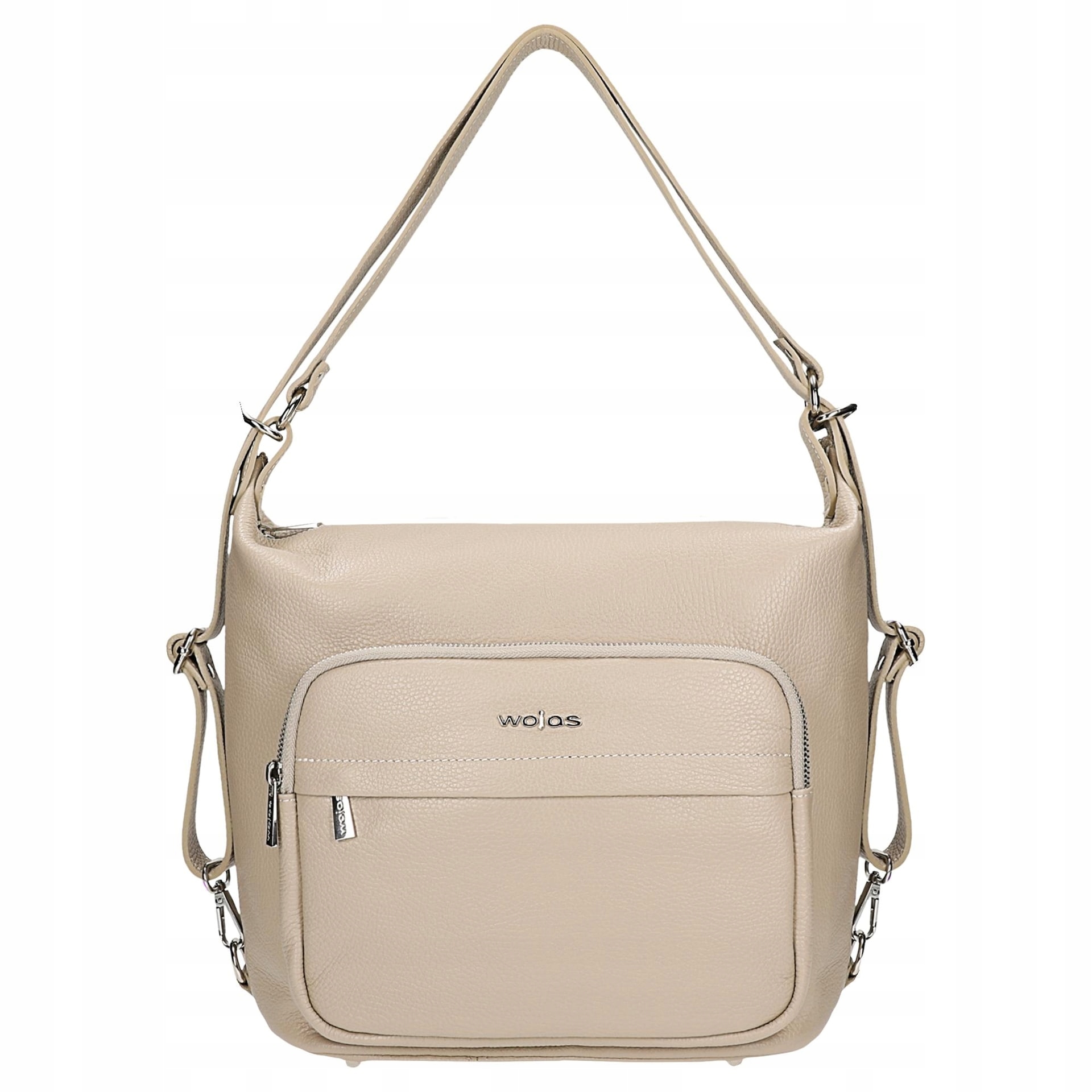 Béžový batoh 2 v 1 z lícové kůže