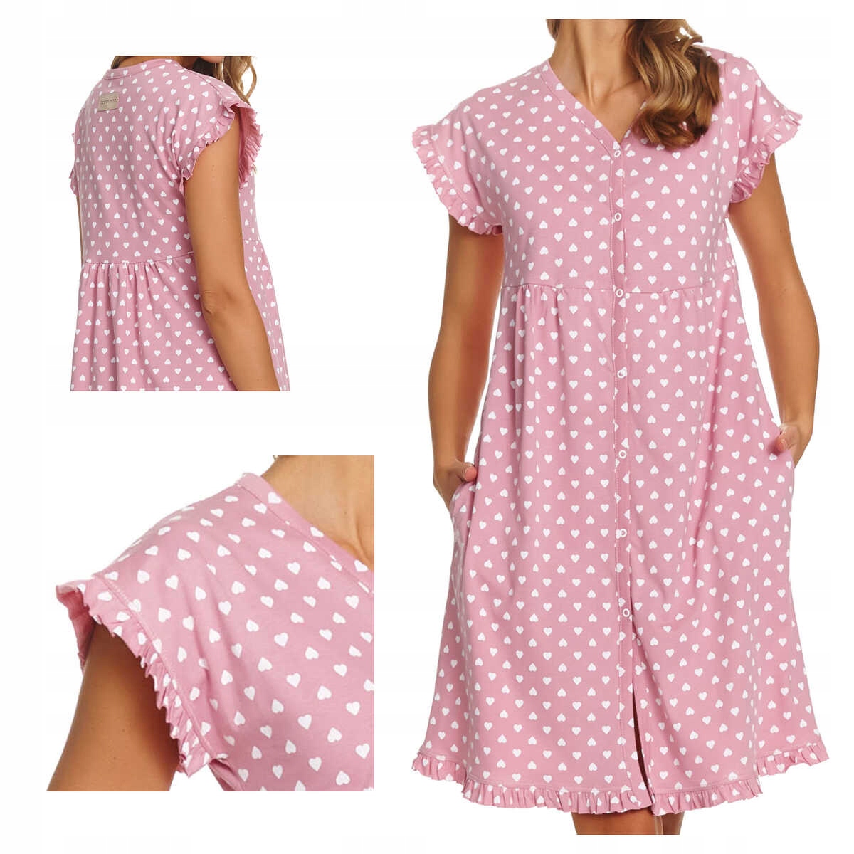 Doctornap Košile noční bavlněná s krátkým rukávem Tcb 7455 růžová M